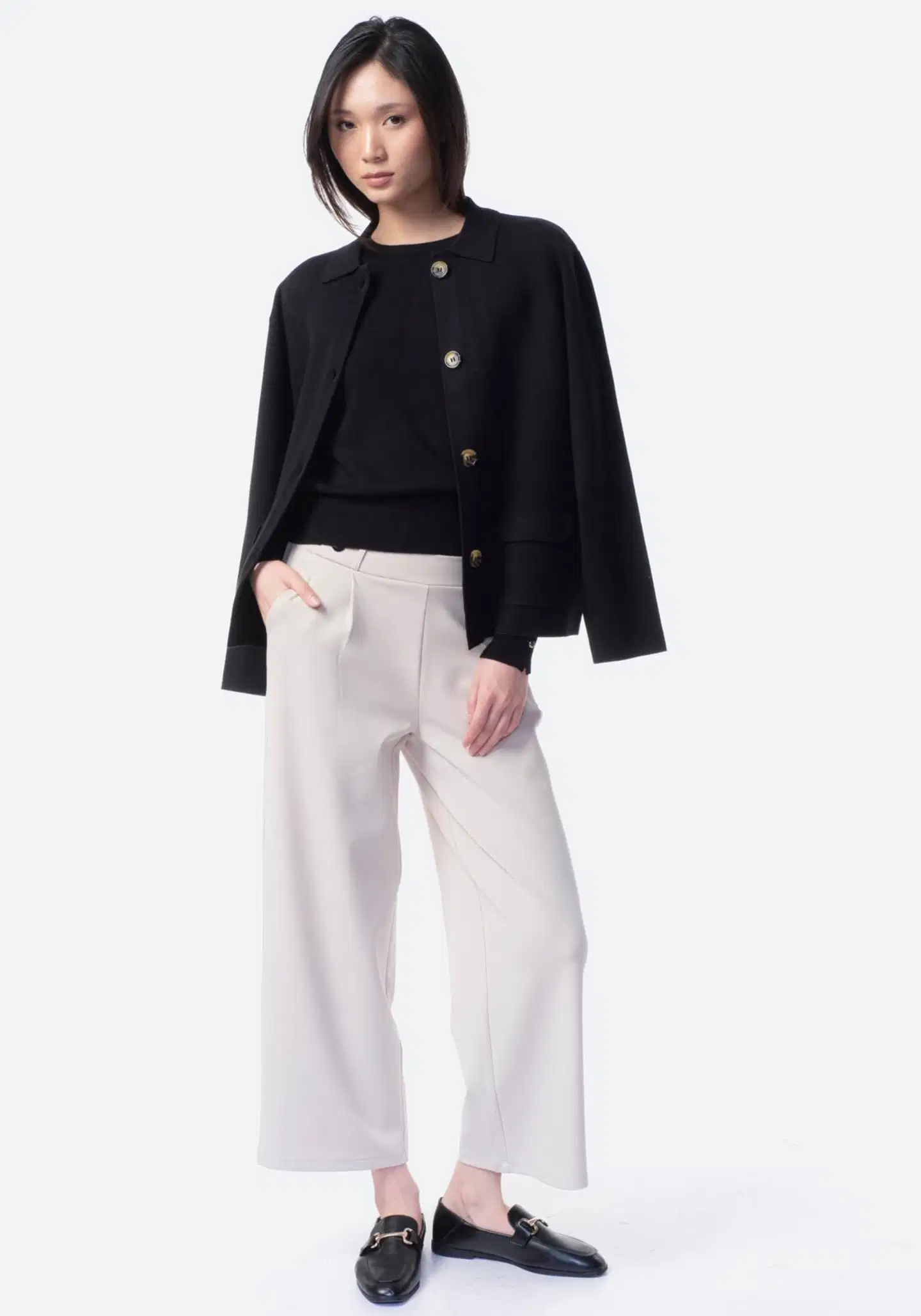 TEX naisten neuletakki I286124 - BLACK 1 - 2