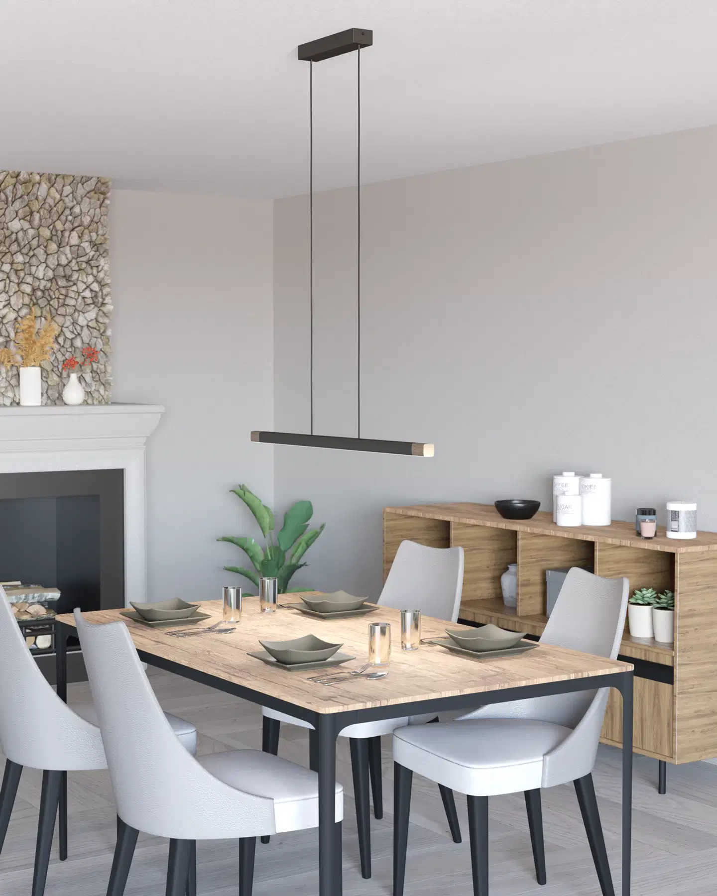 EGLO Riippuvalaisin Lisciana led 18W 87,5x3,5cm puu/harmaa/valkoinen - 4