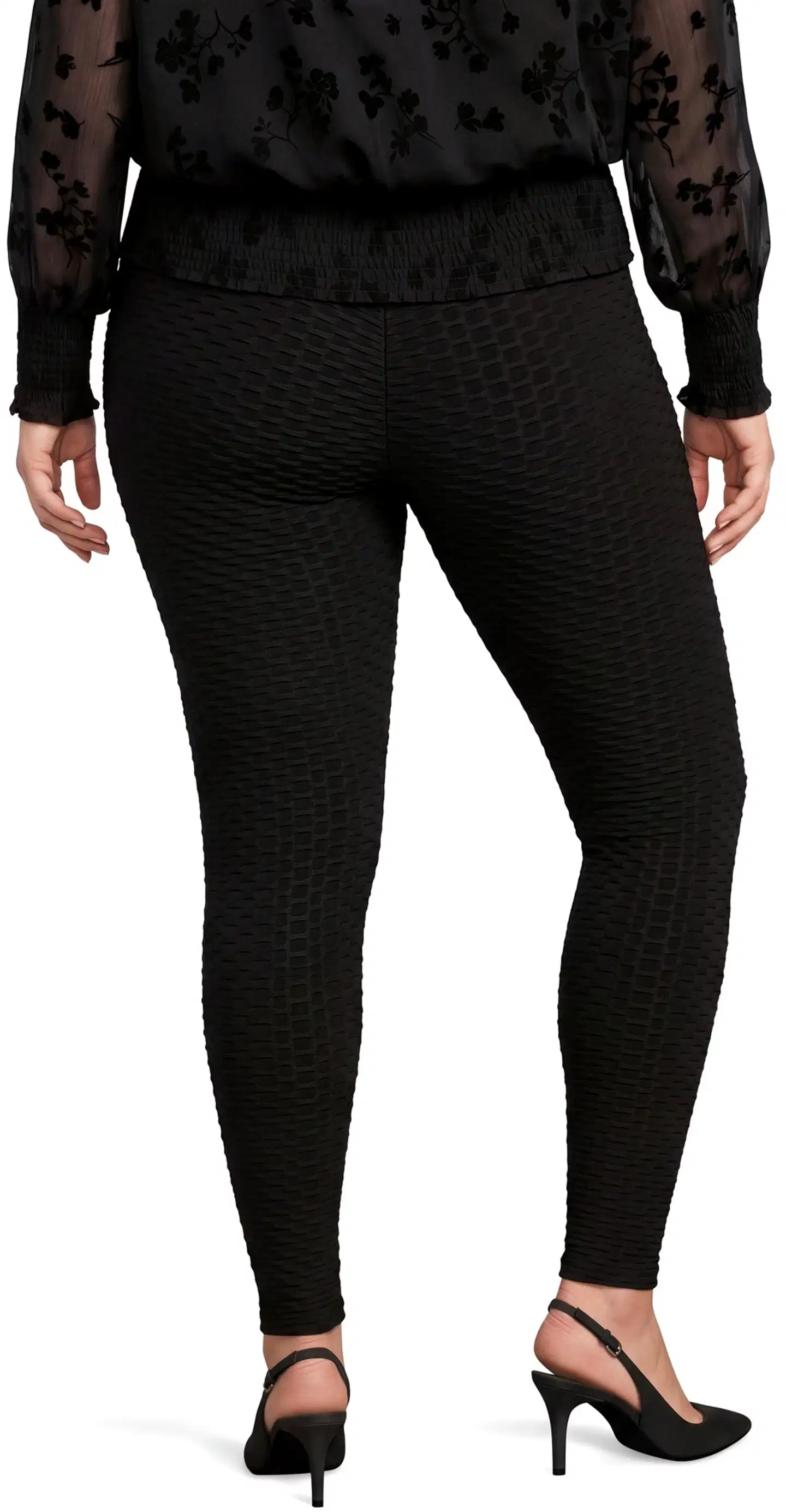 House naisten kuviolliset push-up leggingsit 222HP30624, D-mitoitus - Black - 3