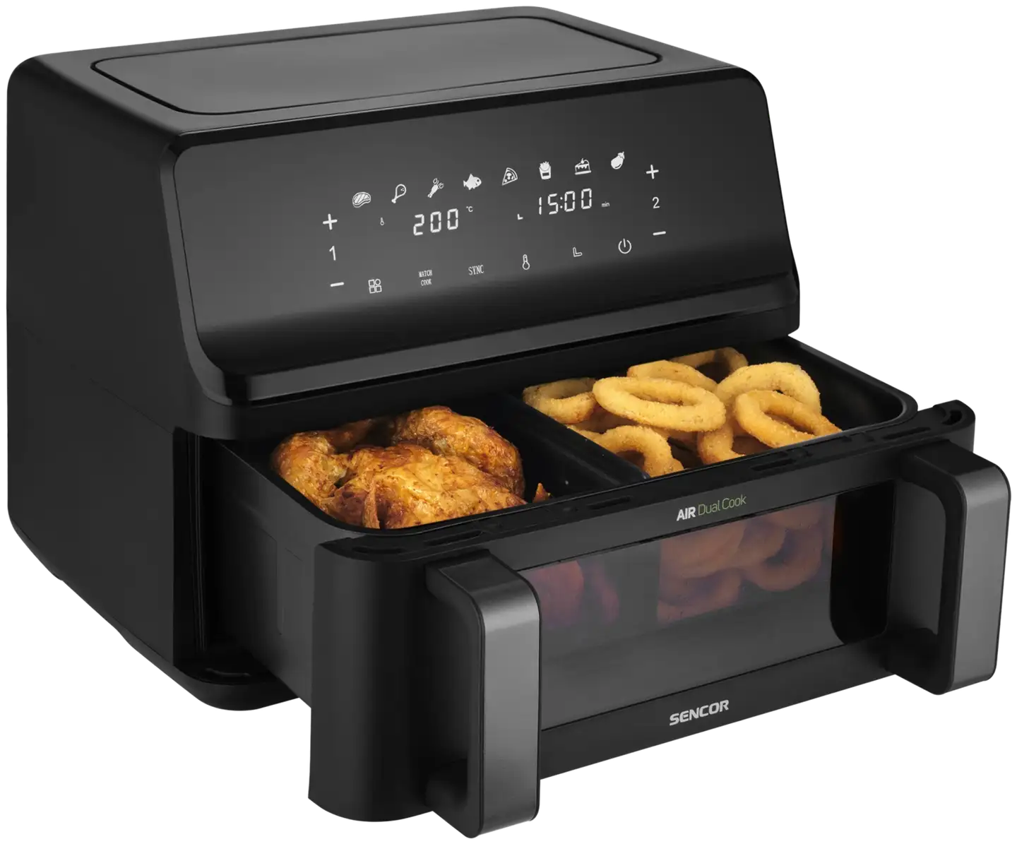 Sencor dual air fryer kiertoilmakypsennin SFR 9650BK musta - 2