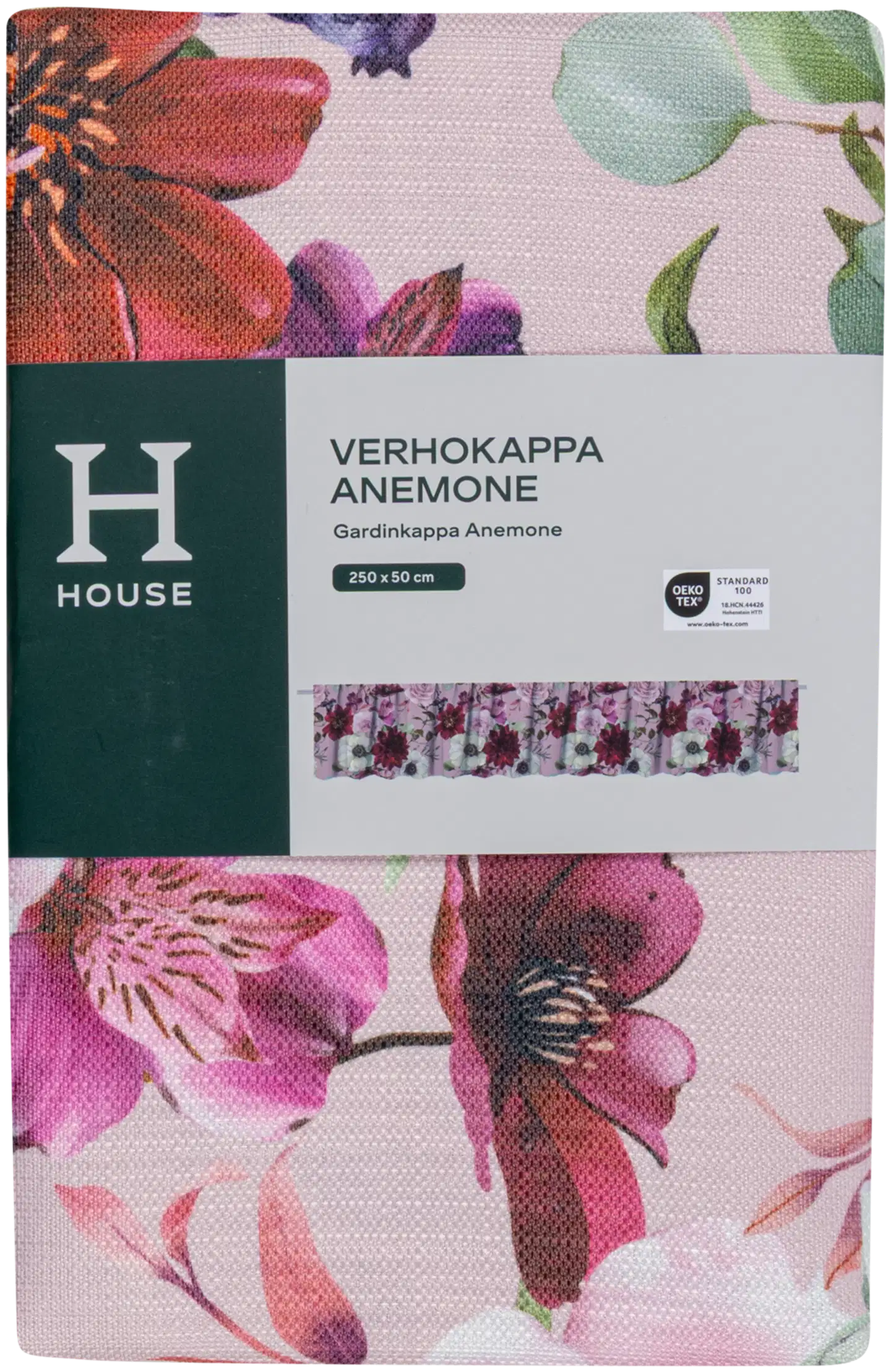 House verhokappa Anemone 250 x 50 cm v.punainen/valkoinen/punainen - 2