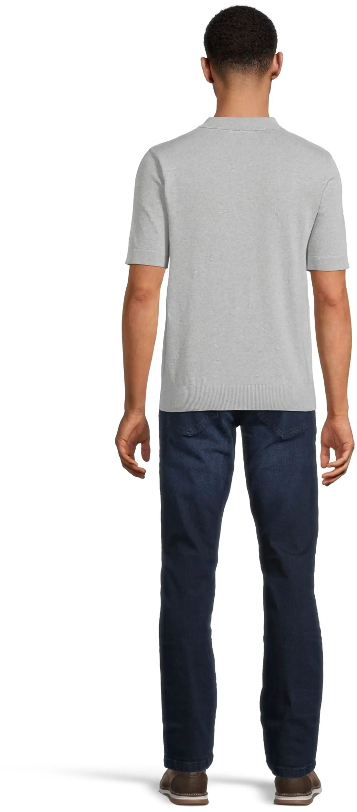 London Fog miesten lyhythihainen neulepaita 195LF03262 - Light Grey melange - 3