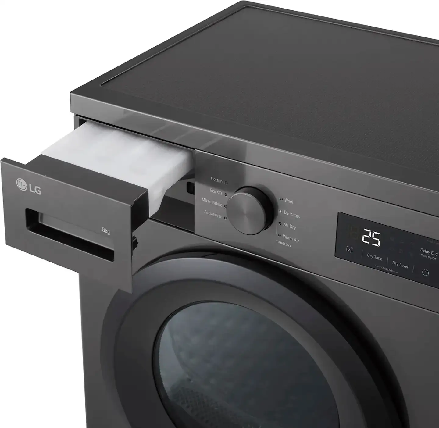 LG kuivausrumpu RHA1008NDK, 8kg, tumma harmaa - 3