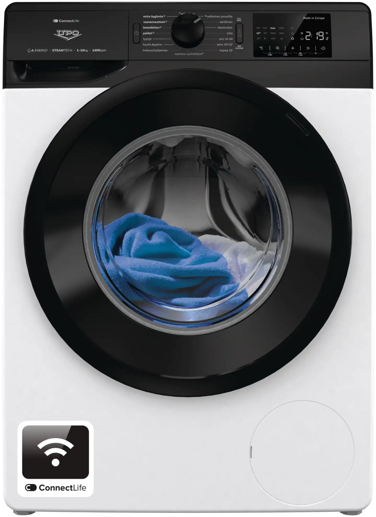 UPO edestä täytettävä pyykinpesukone P2V1014AS 10kg valkoinen - 1