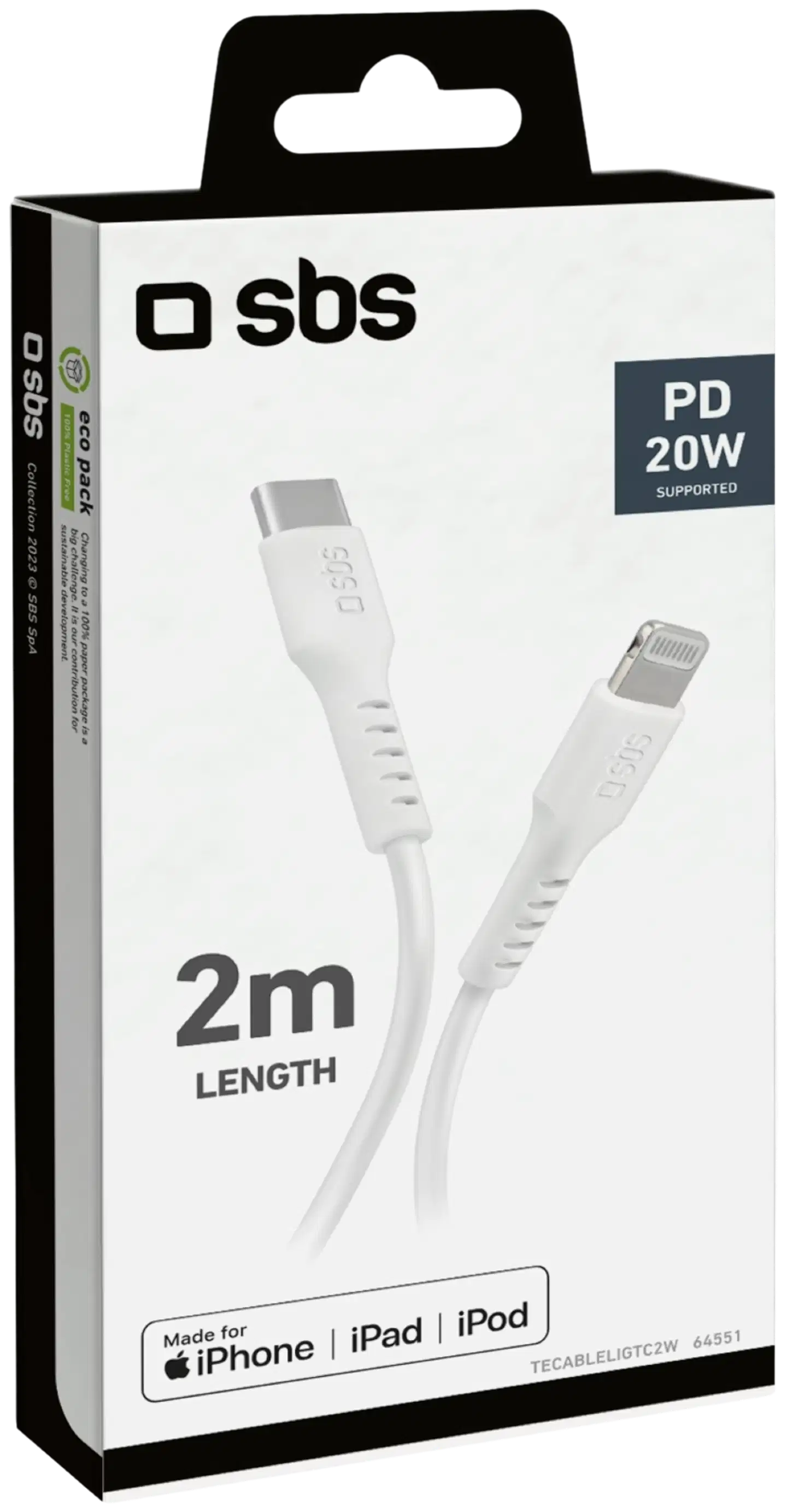 SBS latauskaapeli Usb-C To Lightning 2 M valkoinen - 2