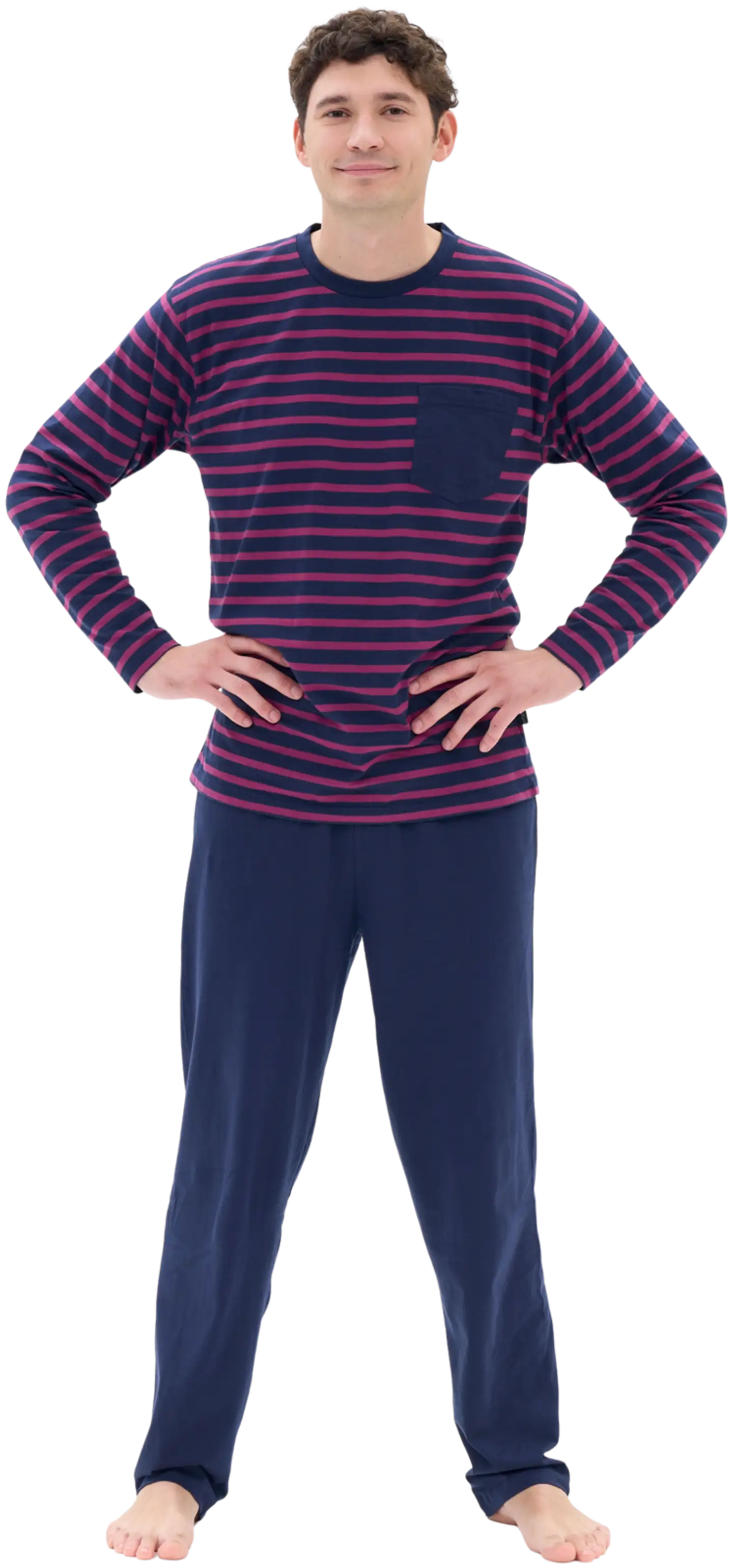 RATIA miesten pyjama - t. sininen/viininpunainen - 3