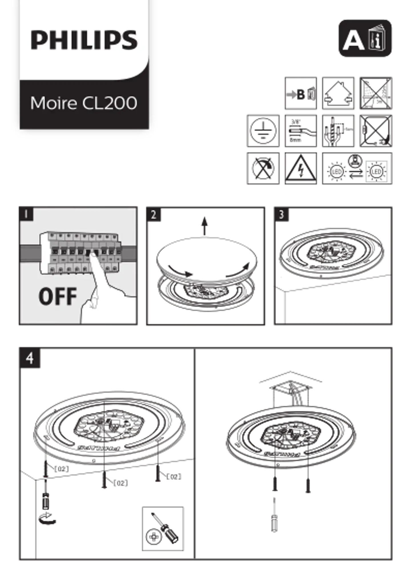 Philips kattovalaisin Moire 17W, 2700K, 1700lm - 5
