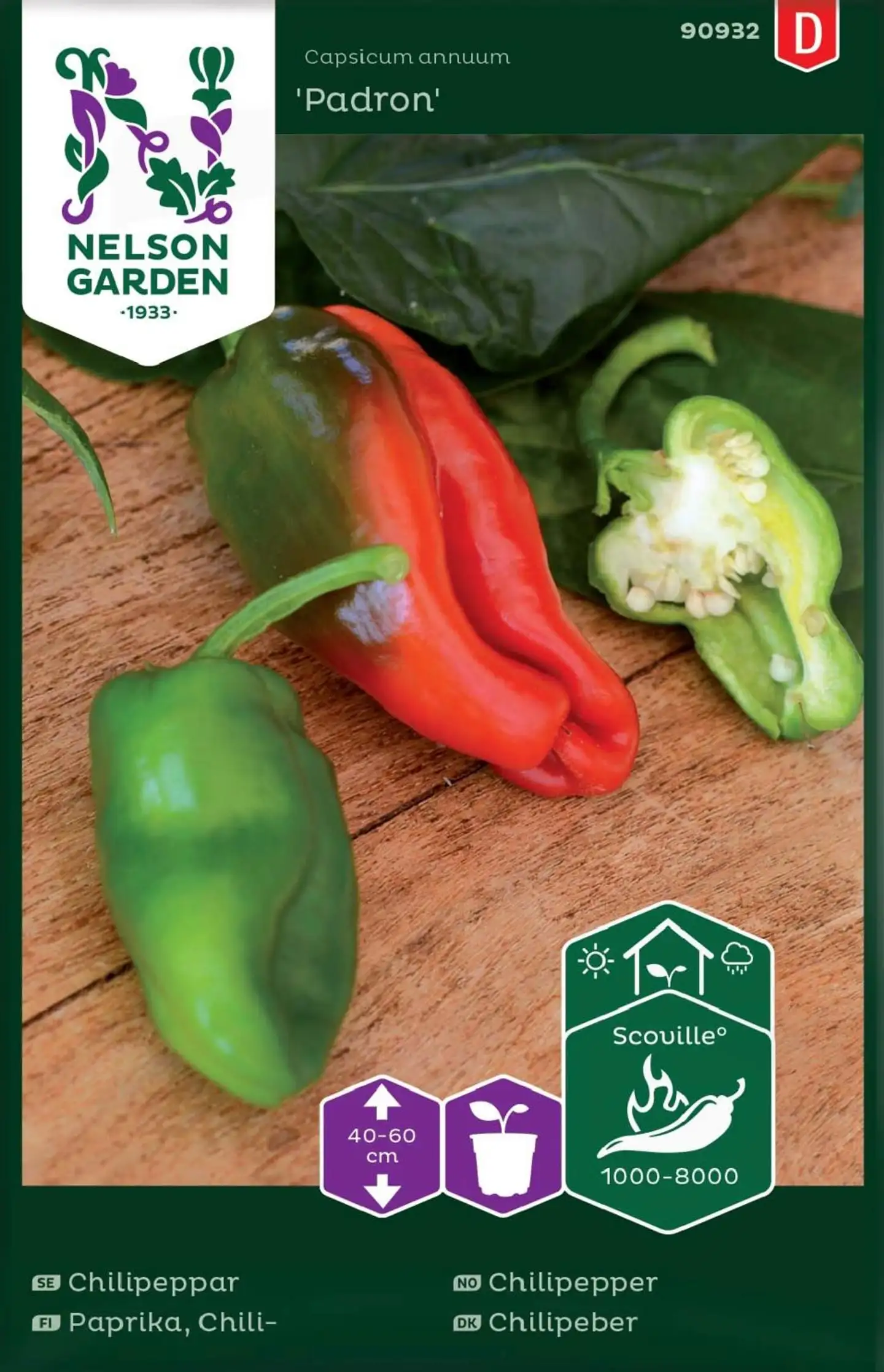 Nelson Garden Siemen Paprika, Chili-, Padron