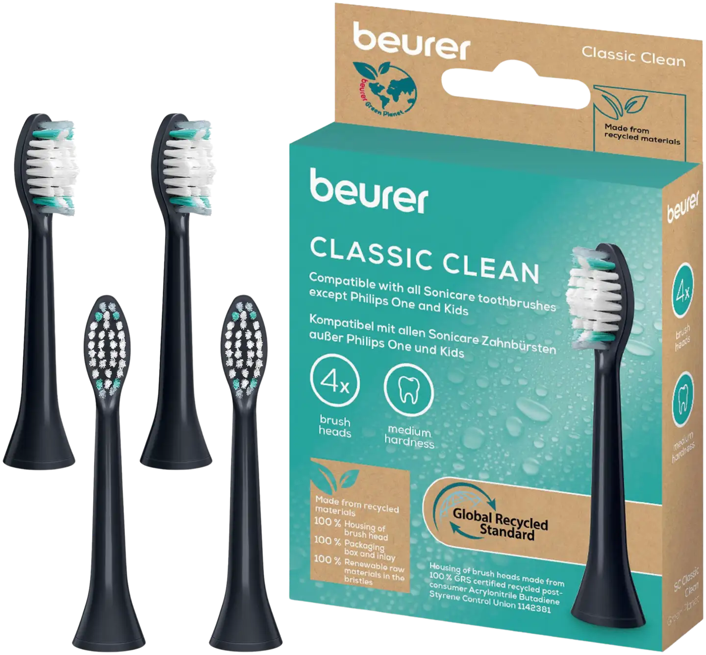 Beurer SC 4 kpl Classic Clean vaihtoharjoja sonic-sähköhammasharjaan - 4