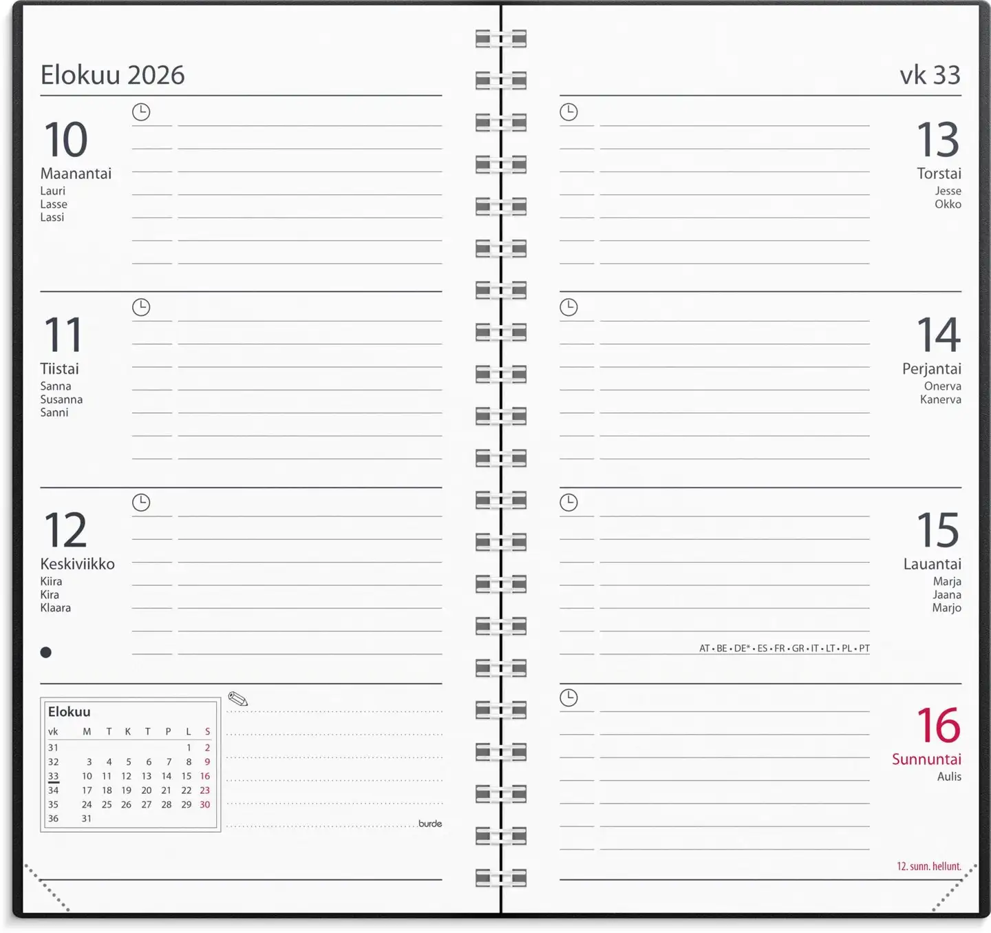 Burde Kalenteri 2026 Master musta muovikansi - 2