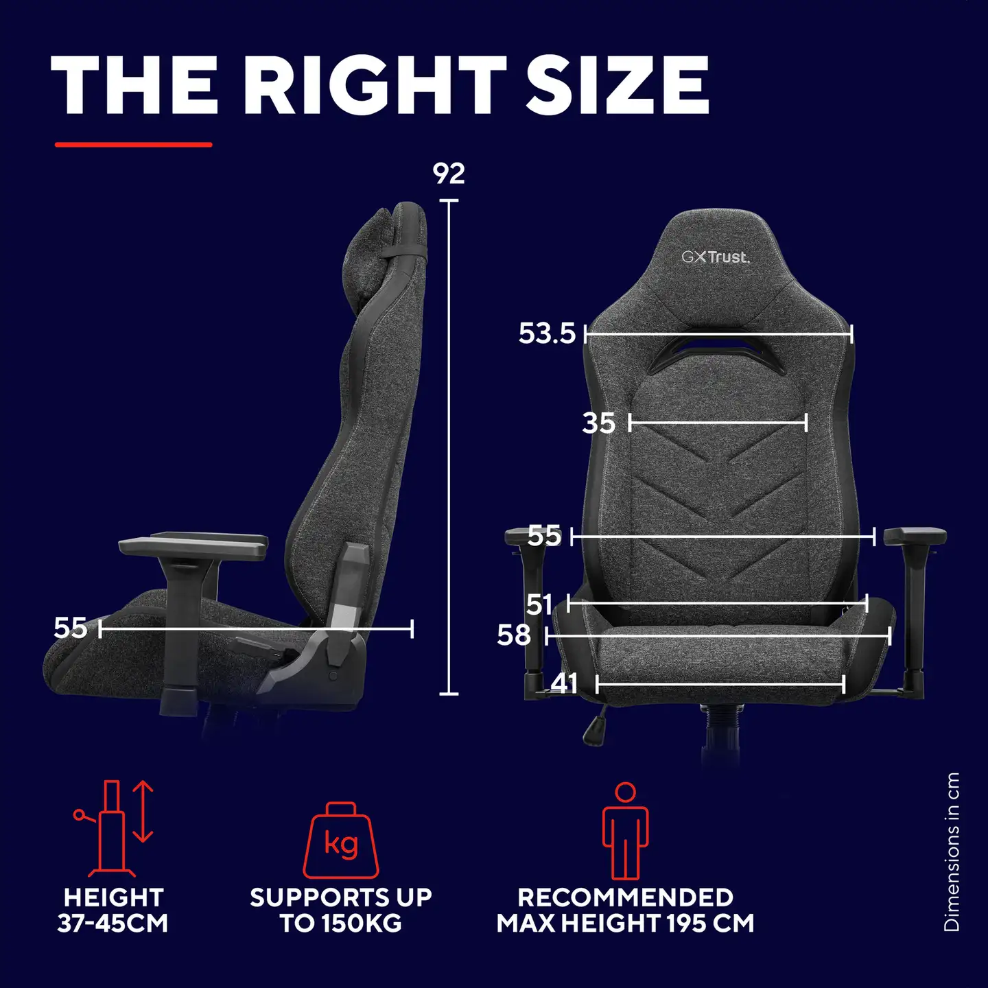 Trust Kangaspäällysteinen pelituoli GXT 723 Ruya harmaa - 9