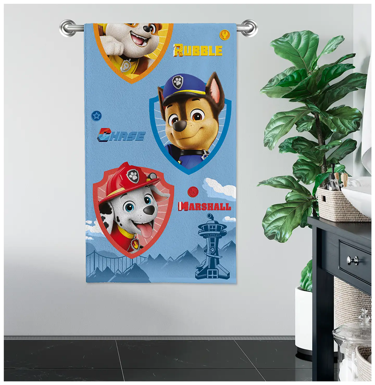Paw Patrol lasten kylpypyyhe 70x140 cm sininen - 4