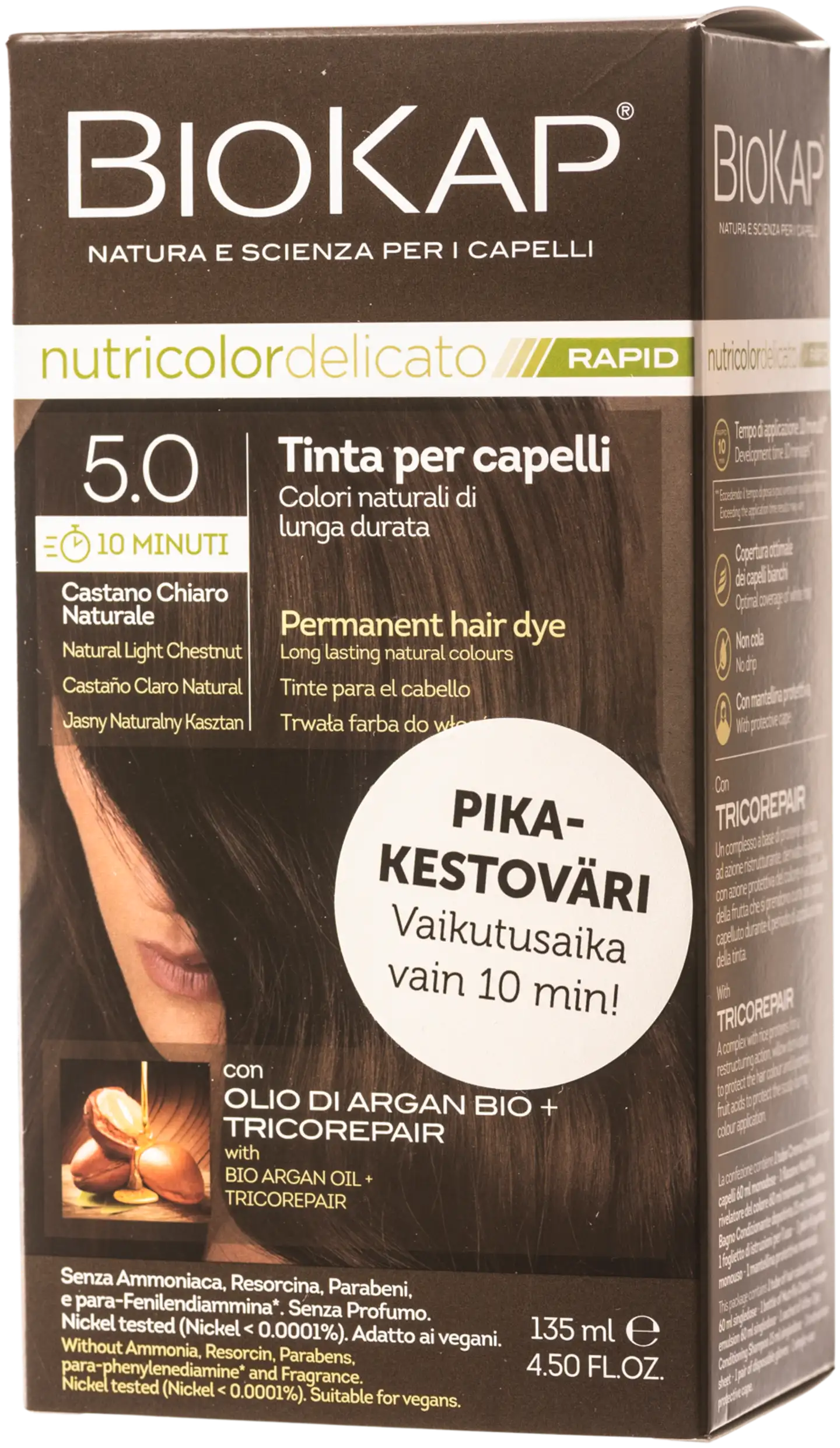 Biokap nutricolor delicato rapid 5.0 natural light chestnut - 1
