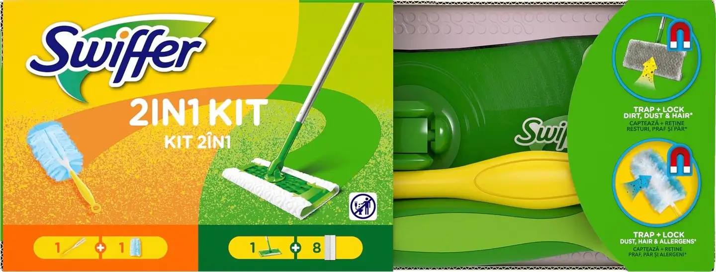 Swiffer 2in1 Starter Kit kahva + 8 dry + 1 duster