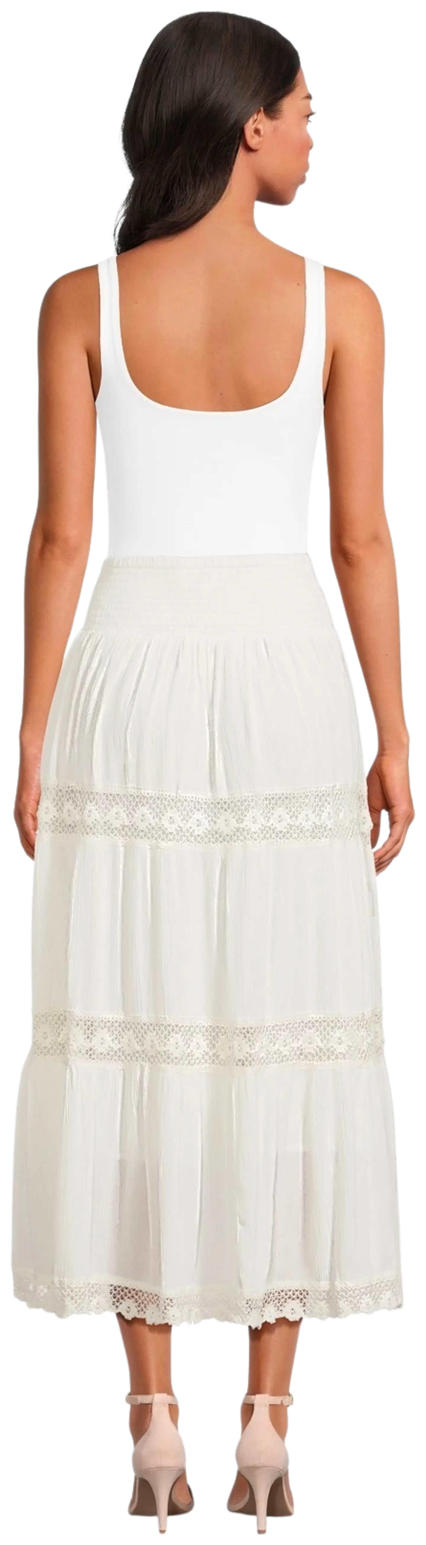 Margaux Riviera naisten pitkä pitsihame SDL-04 - WHITE - 3