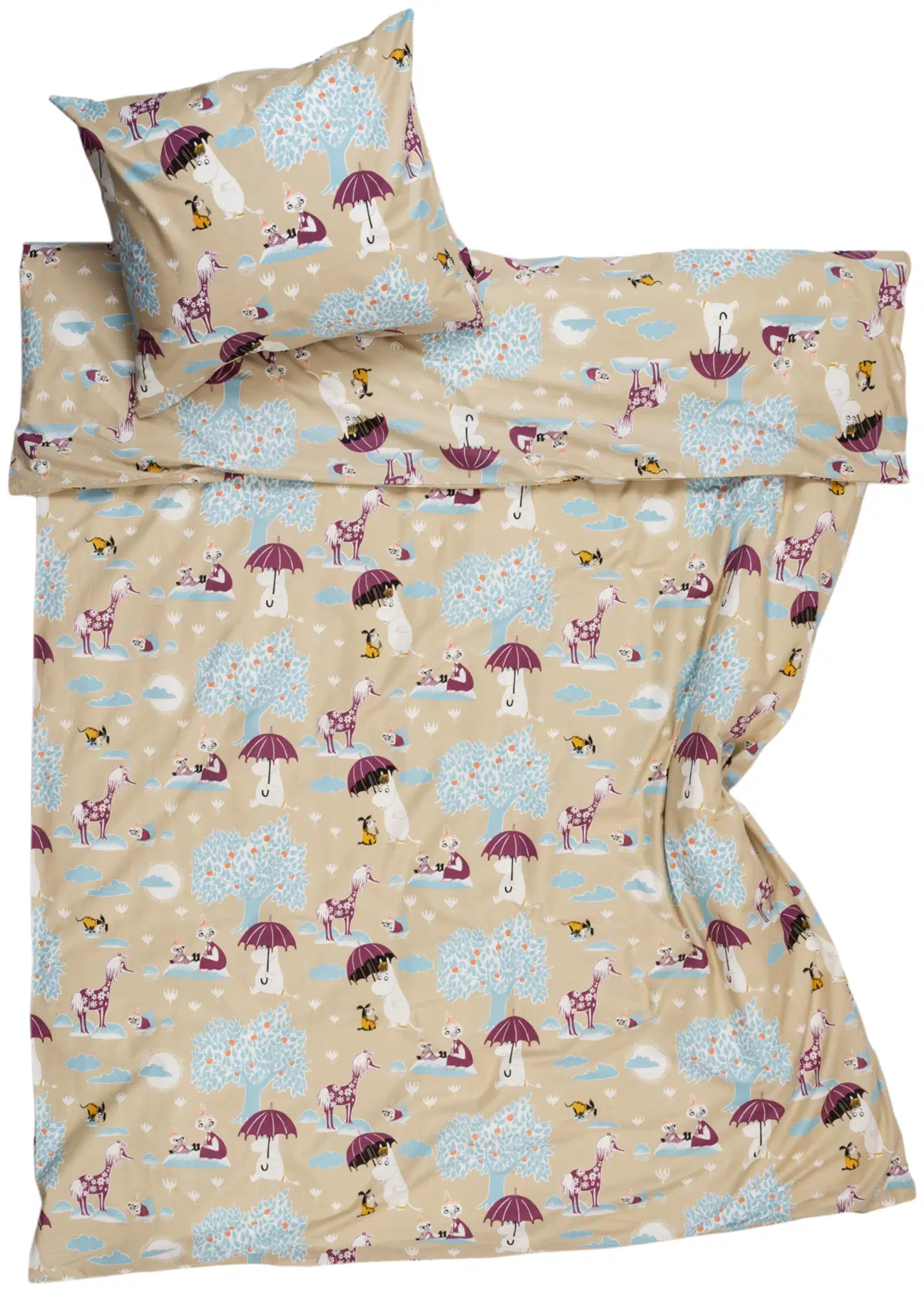 Moomin Arabia Muumi pussilakanasetti 150x210 Sateenvarjon alla GOTS - 1