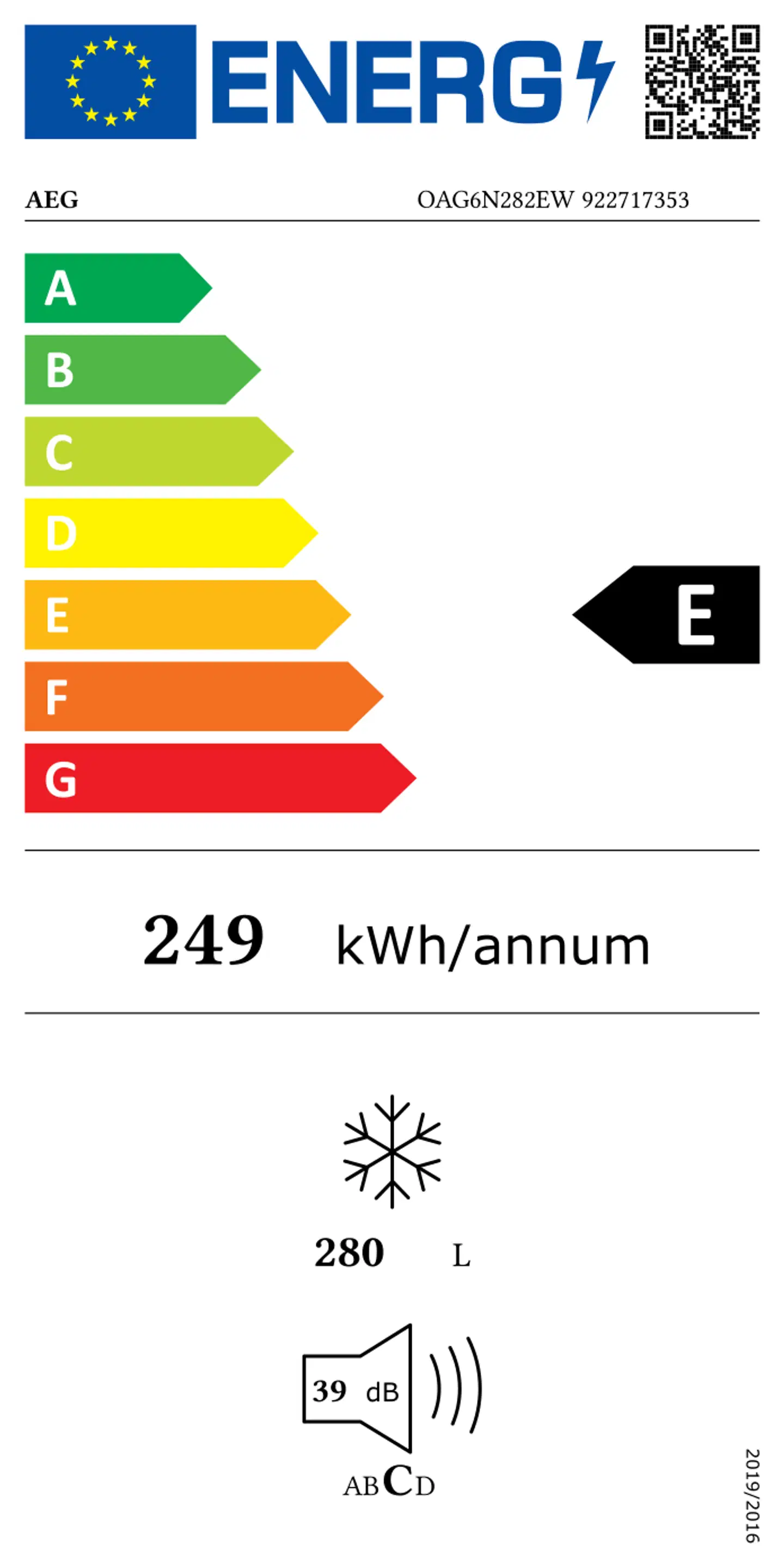 AEG pakastinkaappi OAG6N282EW, korkeus 186 cm, vakoinen - 7