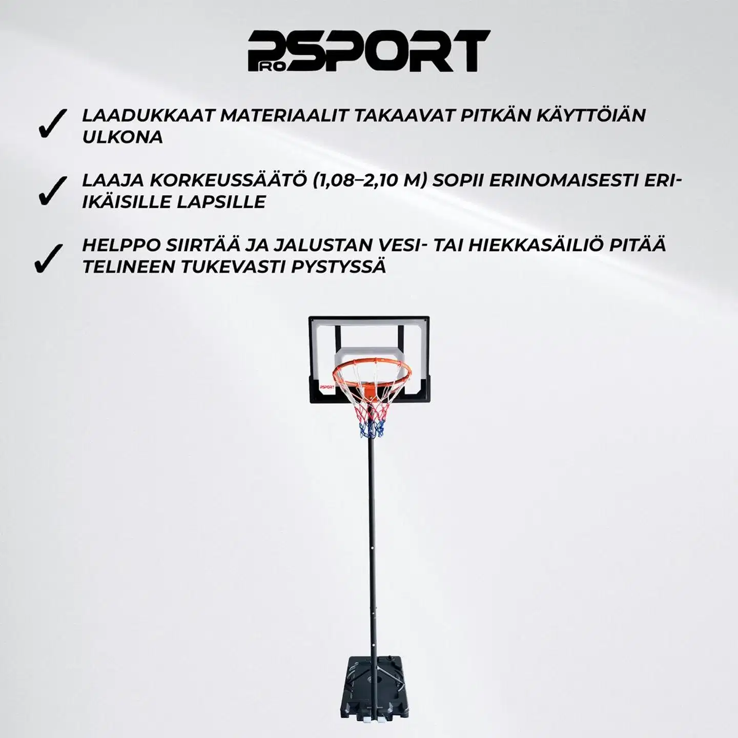ProSport koripalloteline lapset 1.1-2.1m - 3