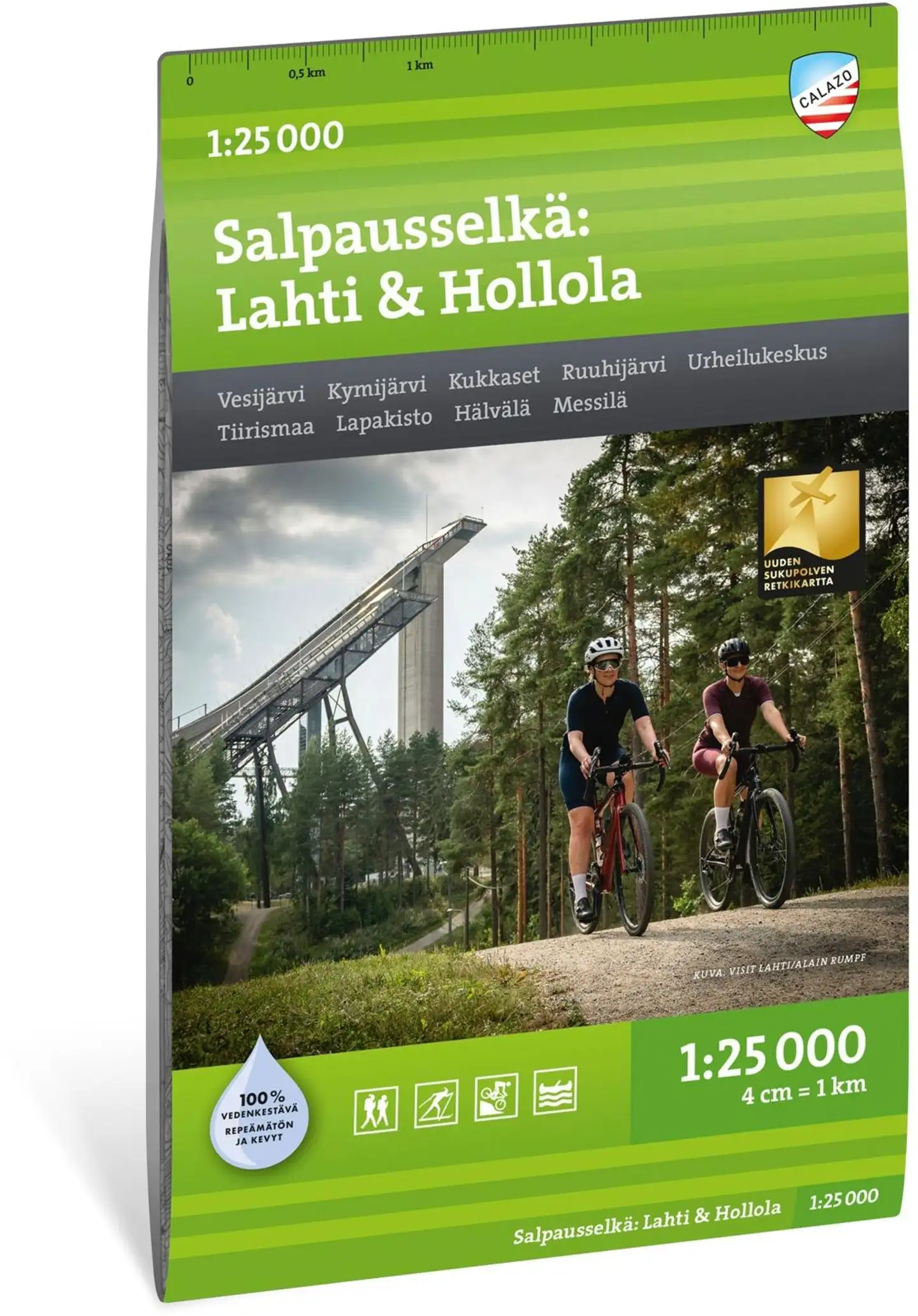 Salpausselkä: Lahti & Hollola 1:25 000 vedenkestävä retkeilykartta
