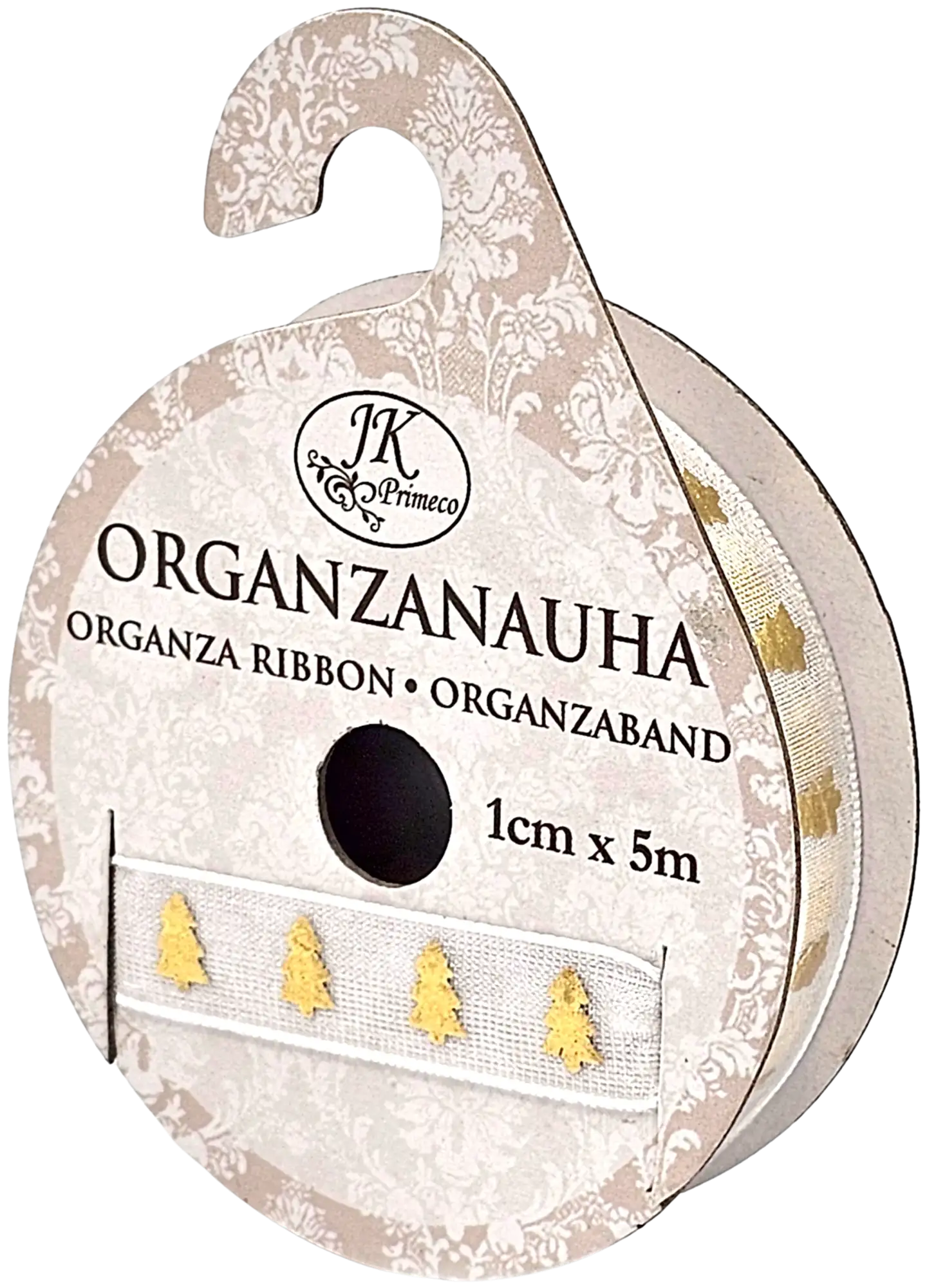 J.K. Primeco organzanauha 1cm x 5m Kuusi kulta