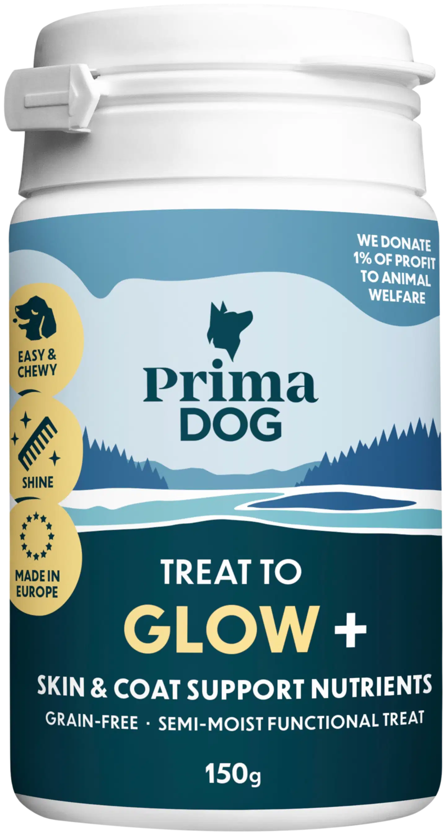 PrimaDog Glow+ 150 g makupala - Ihon ja turkin hyvinvoinnin tukemiseen