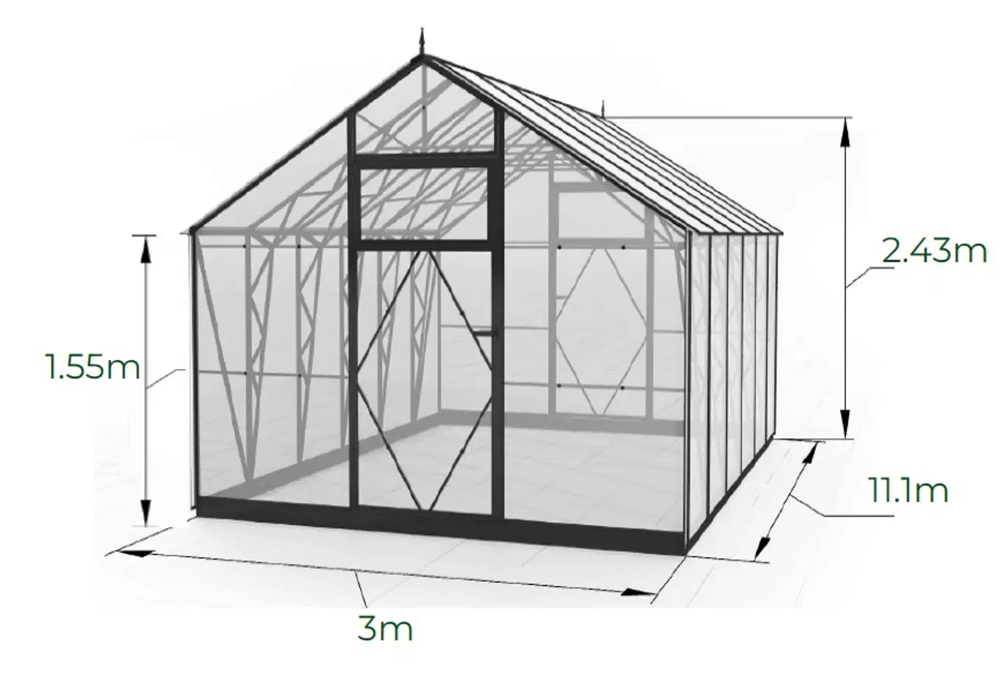 Ecoslider kasvihuone Lux 3.0 X 11.1 - 4