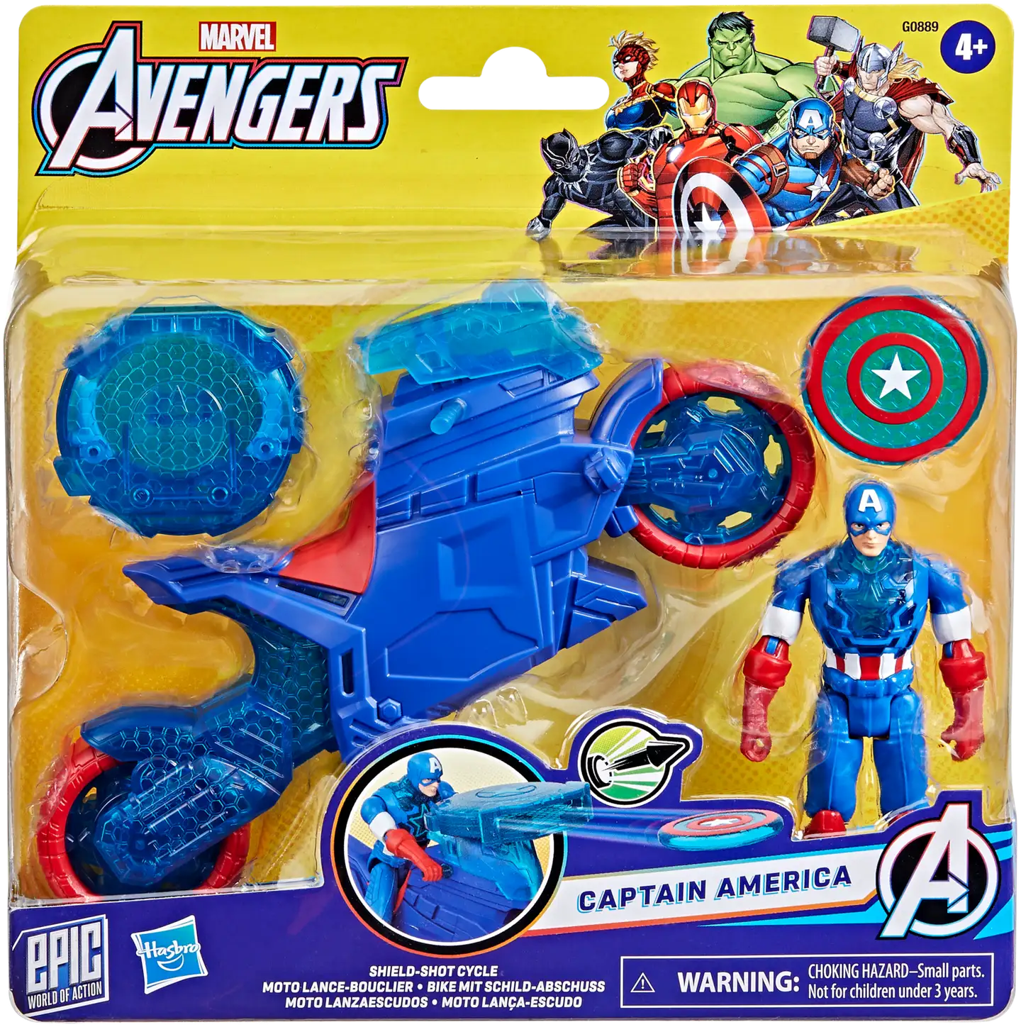 Avengers Leikkisetti Kapteeni Amerikka ja kilpiä ampuva pyörä 10cm - 1