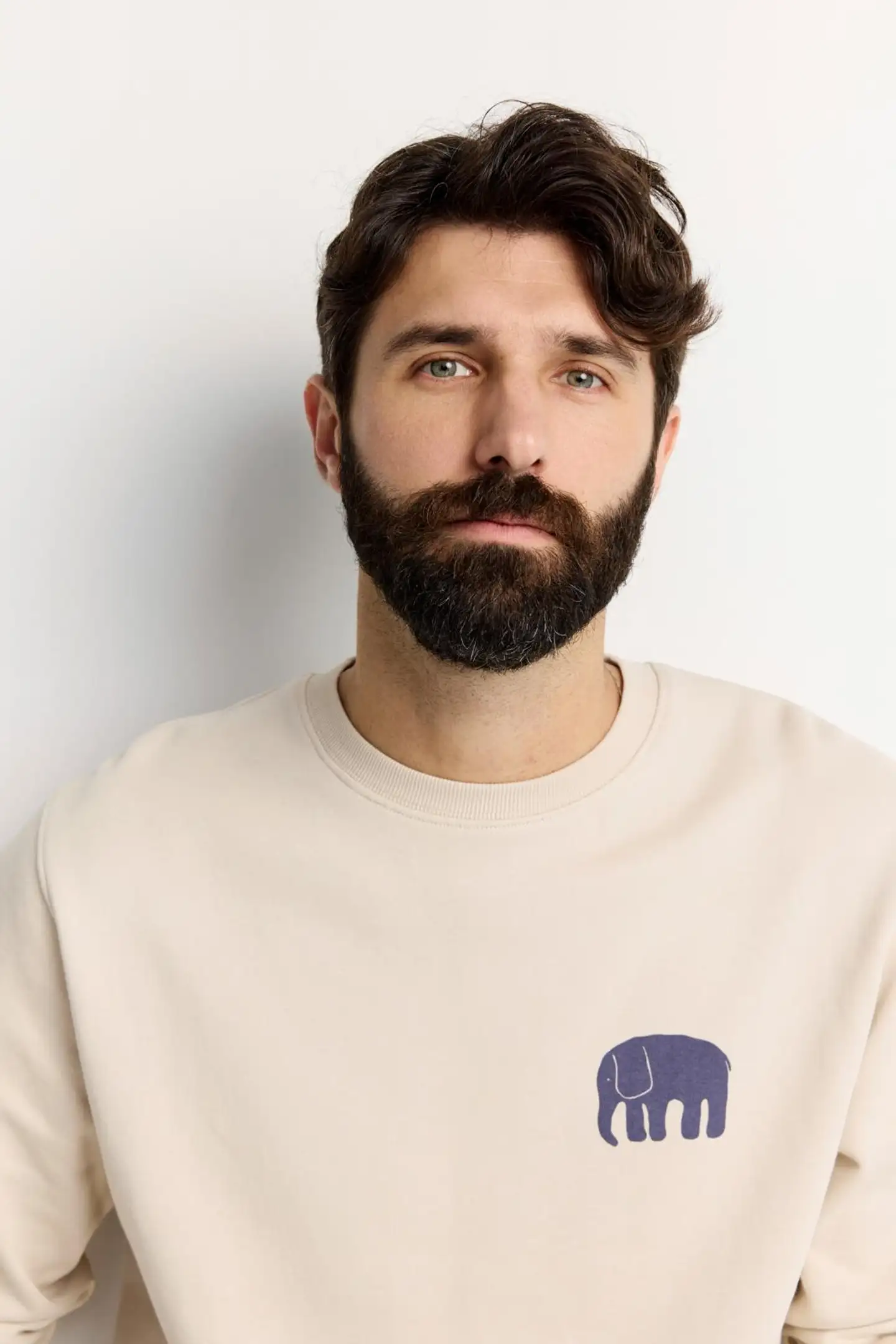 Finlayson miesten collegepusero Elefantti - Off white - 1