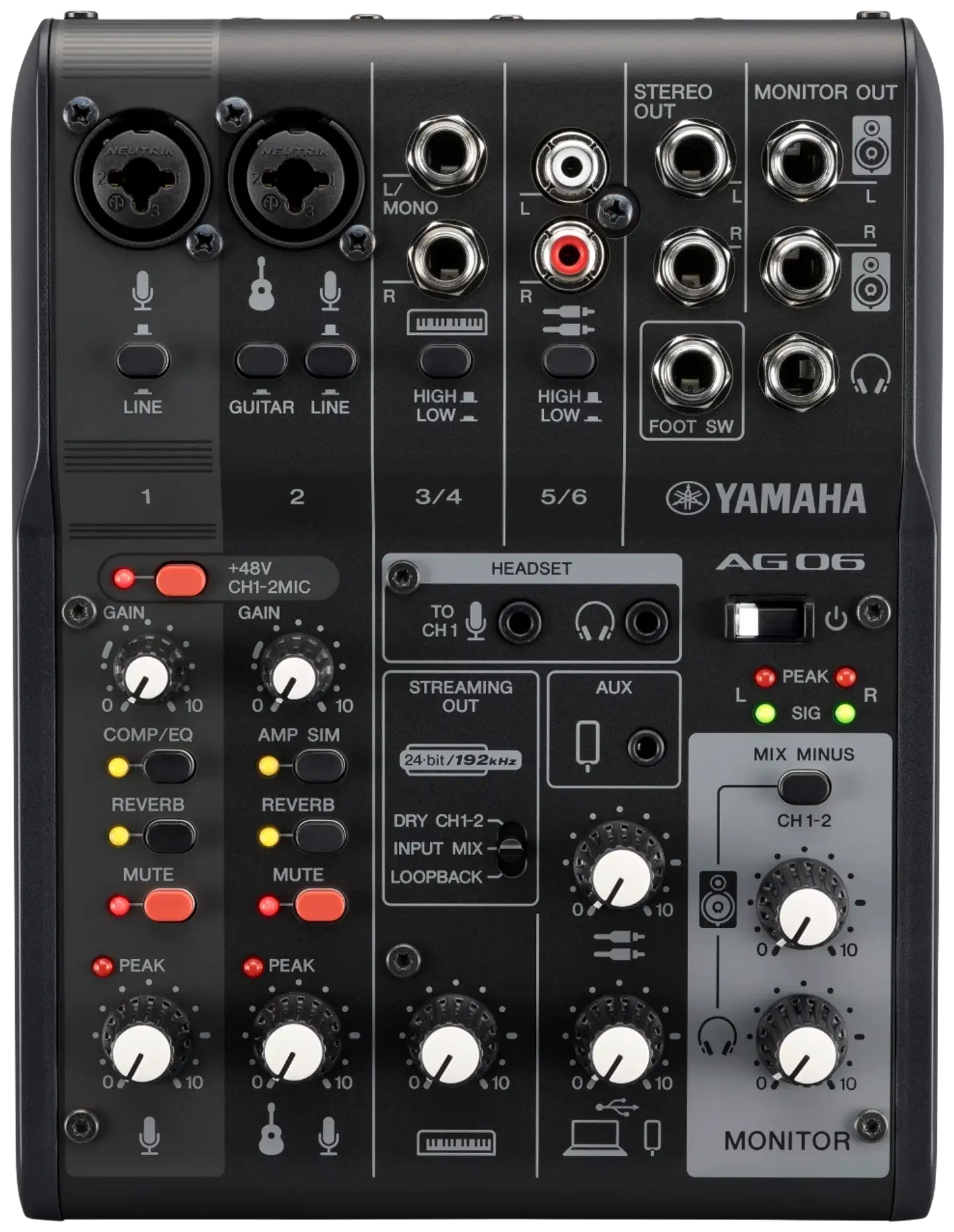 Yamaha livestriimausmikseri AG06mk2B - 2