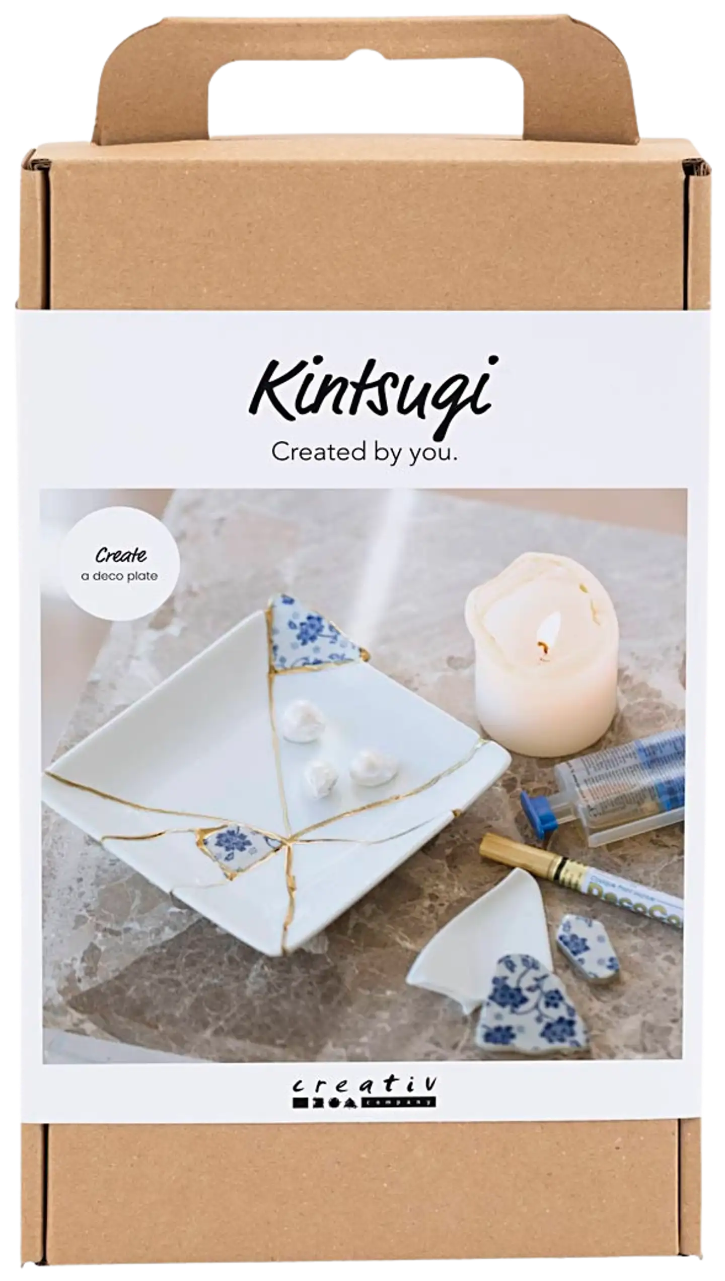 Creativ Company Askartelusetti Kintsugi, Lautanen, sininen, kulta, valkoinen, 1pkk/ 1 pkt - 1