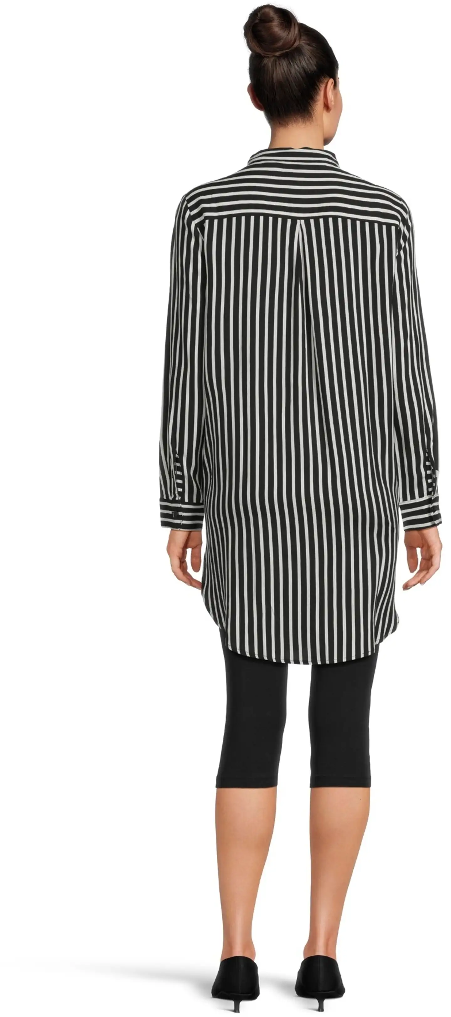 House naisten kauluspaita pitkä 228H260311 - Black white - 3