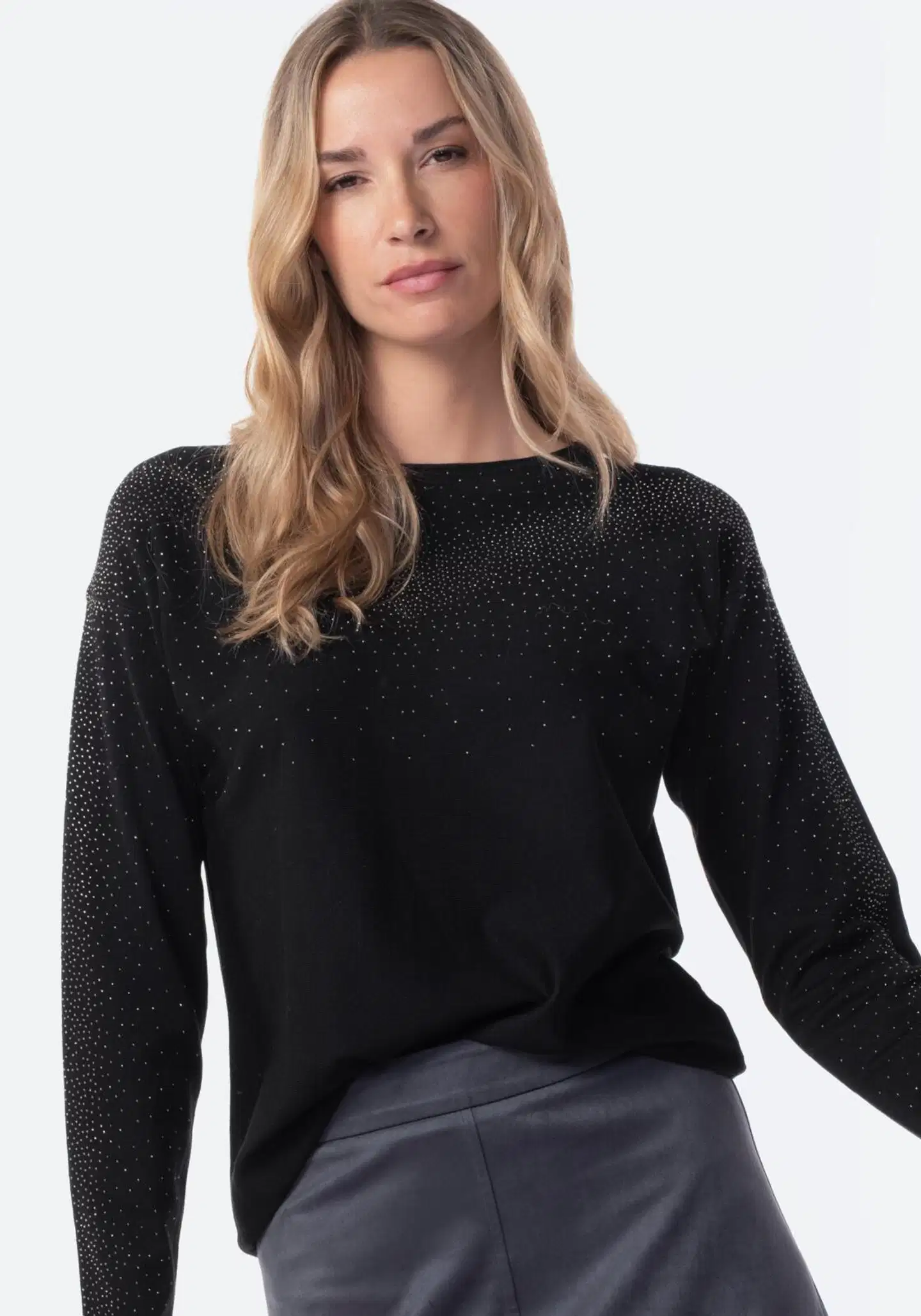 TEX naisten neulospusero glitter I291427 - BLACK 1 - 1