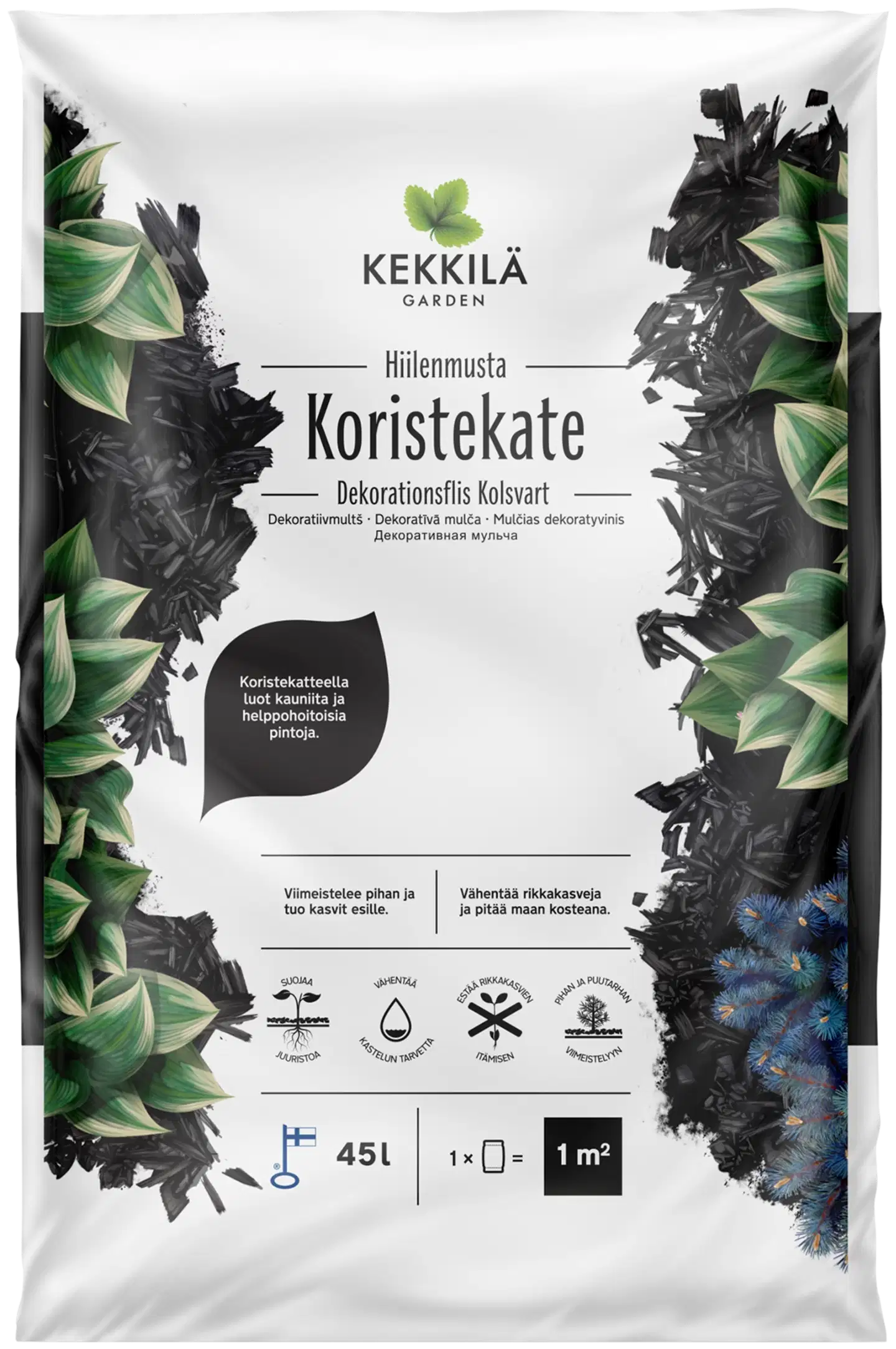 Kekkilä Koristekate hiilenmusta 45 l, lava 60 säkkiä - 2