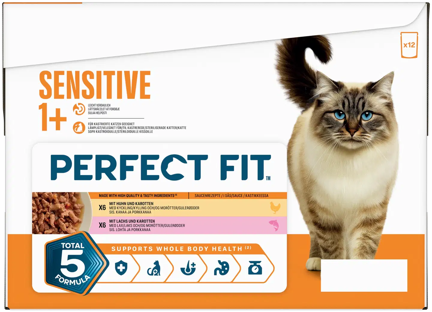 Perfect Fit Cat Pouch 12x85g AdultMix Sensitive