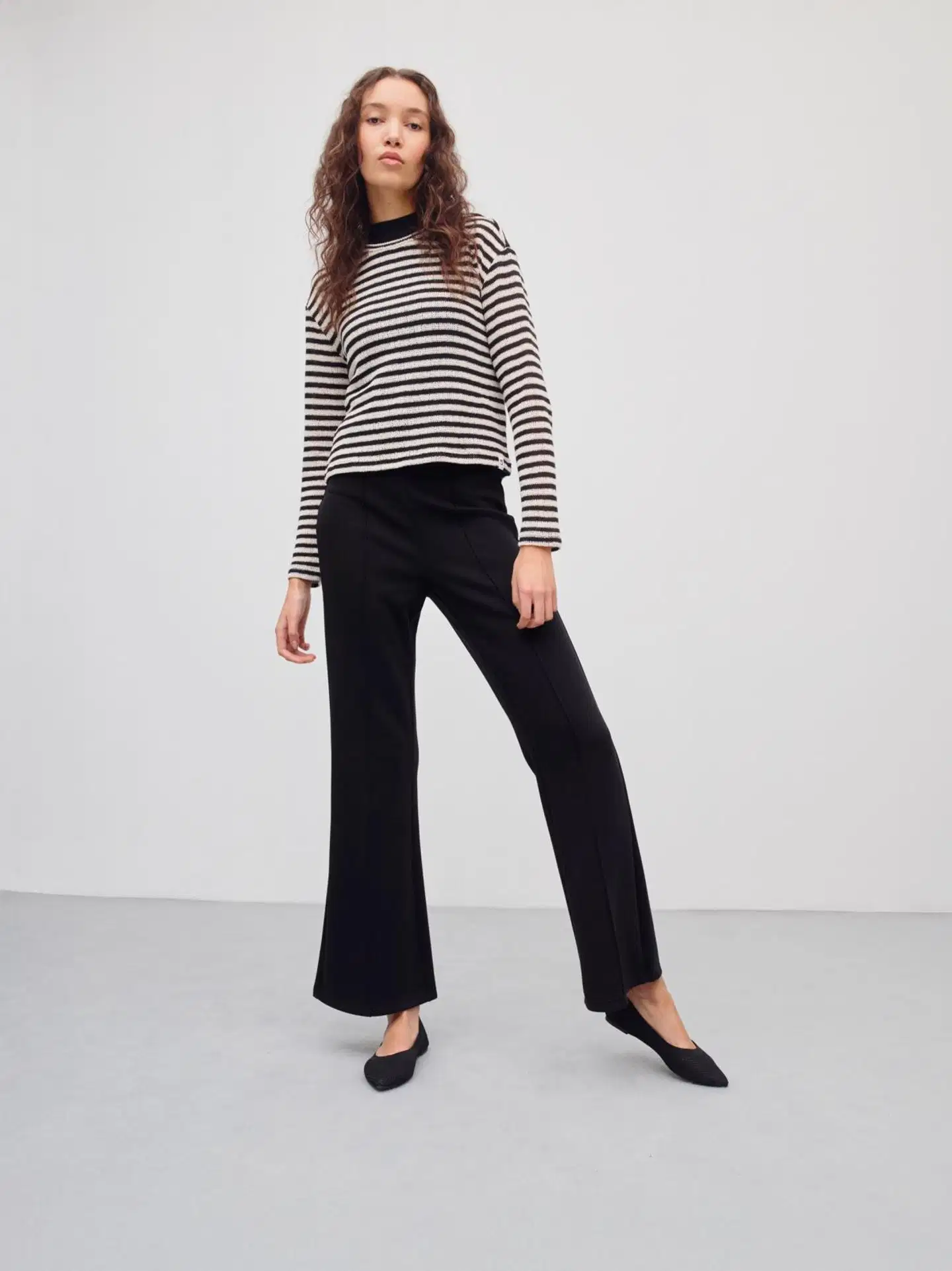 WKLY. naisten trikoohousut flare 222W280355 - BLACK - 3