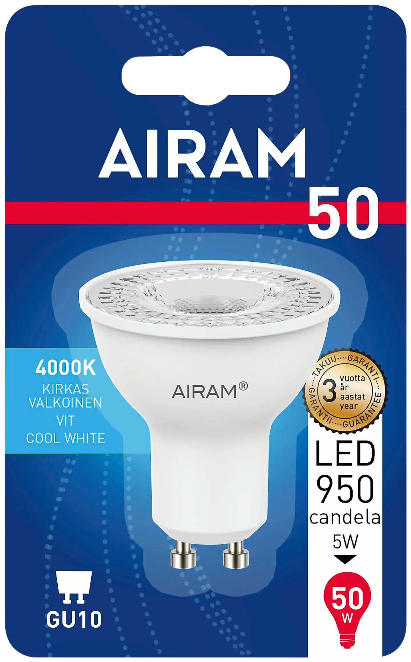 Airam LED kohdelamppu 4,2W GU10 PAR16 390LM 4000K - 2