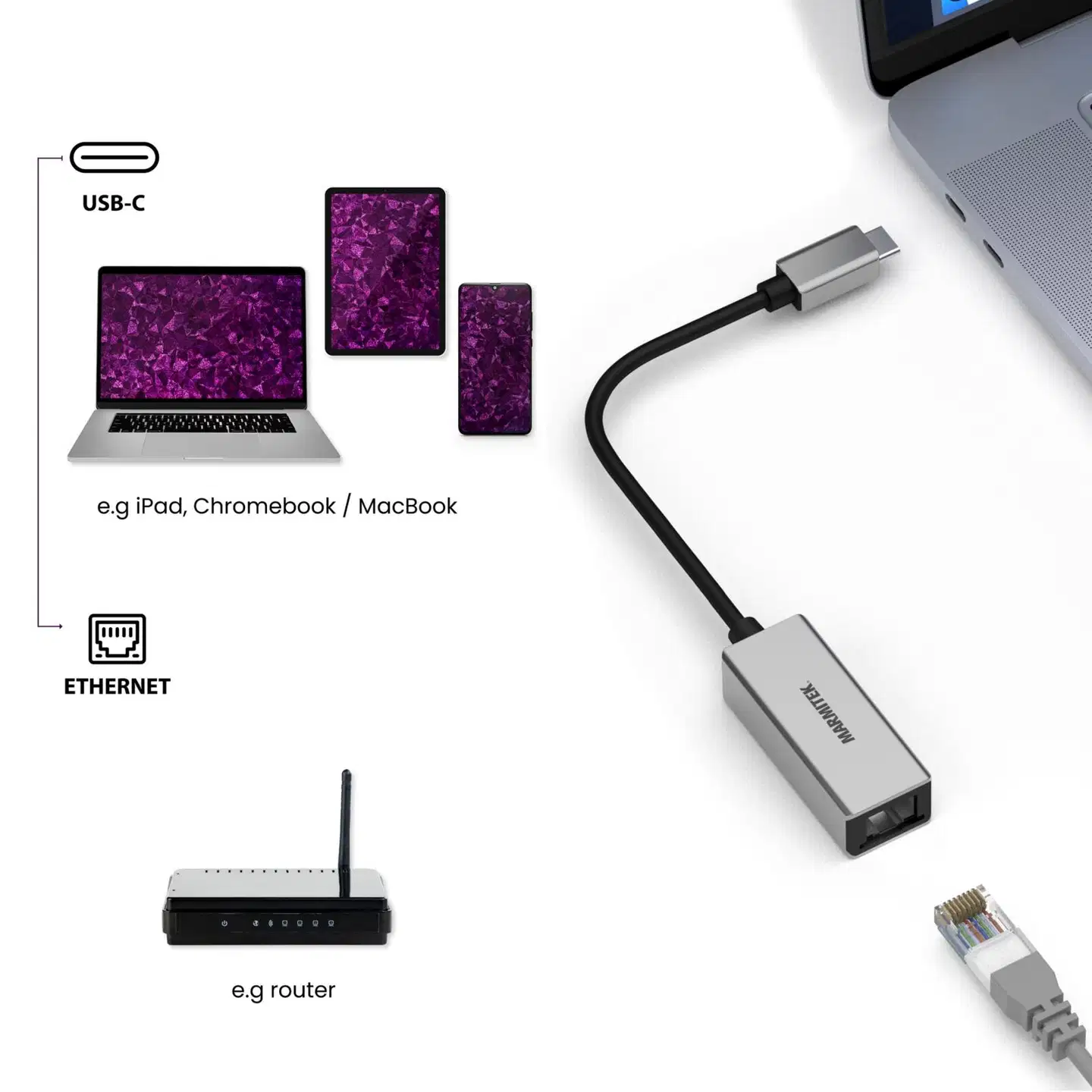 Marmitek Connect USB-C Ethernet -adapteri - 6