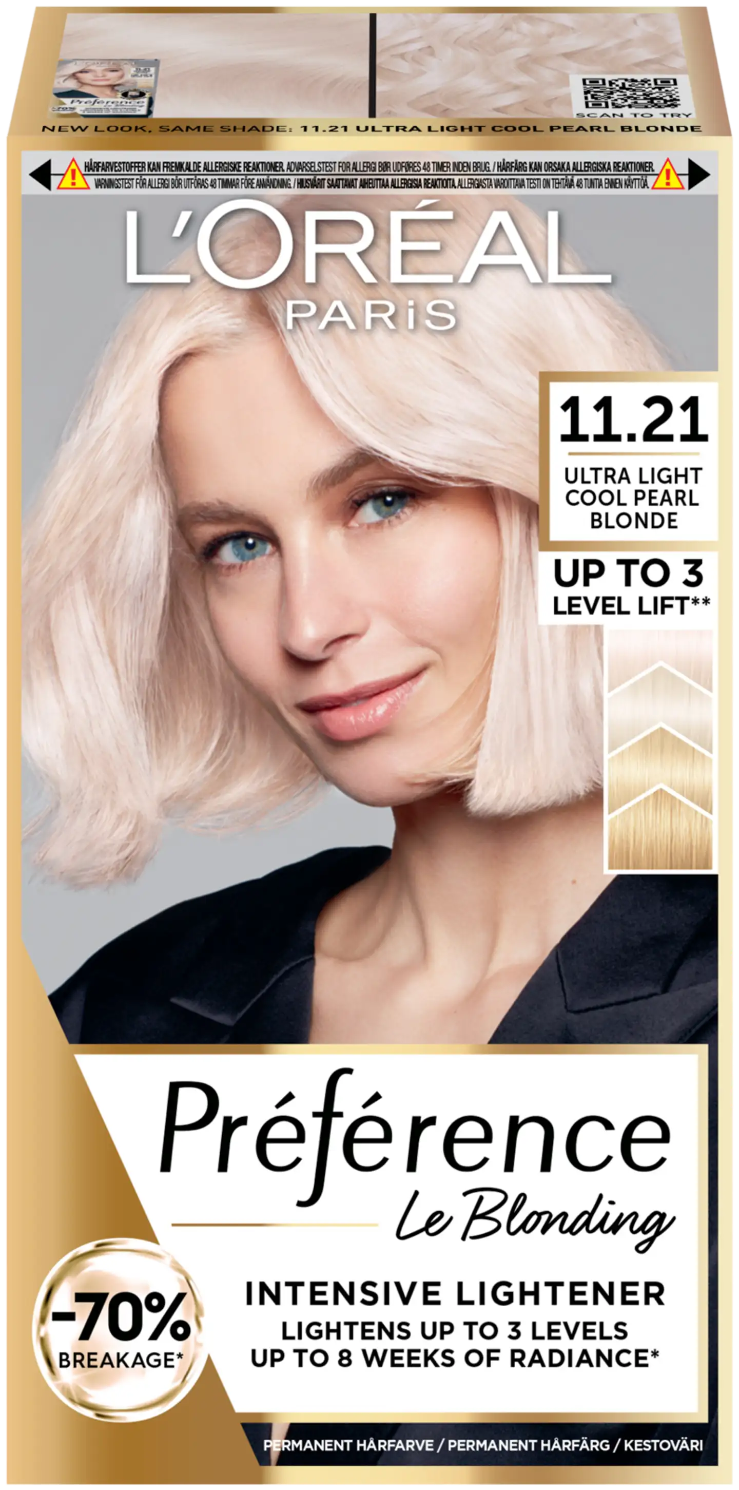 L'Oréal Paris Préférence Le Blonding 11.21 Ultra Light Extra Light Cool Crystal Blonde Erittäin kirkas viileä kristallinvaalea kestoväri 1kpl - 1