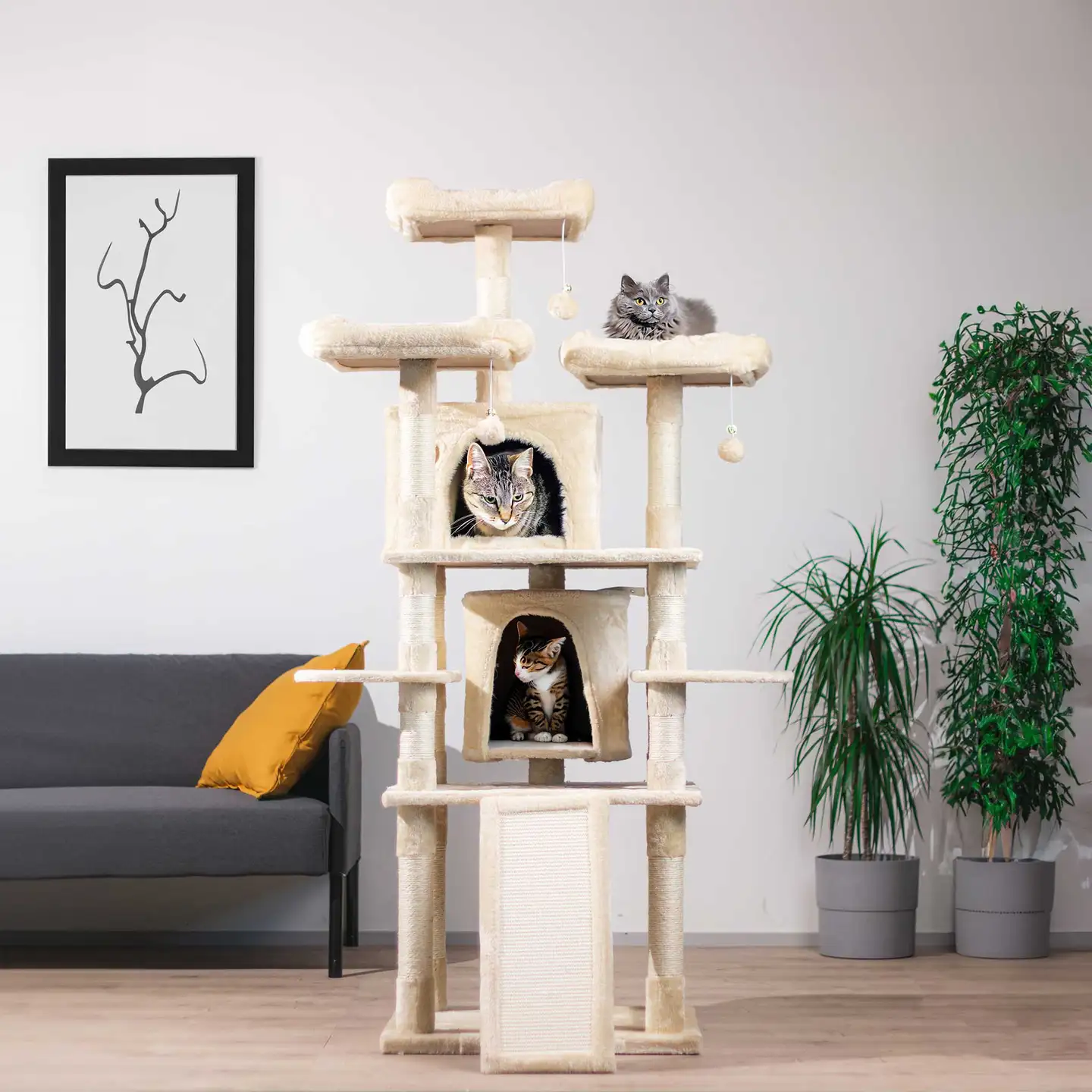Trekker kissan kiipeilypuu Tower 170 cm beige - 5