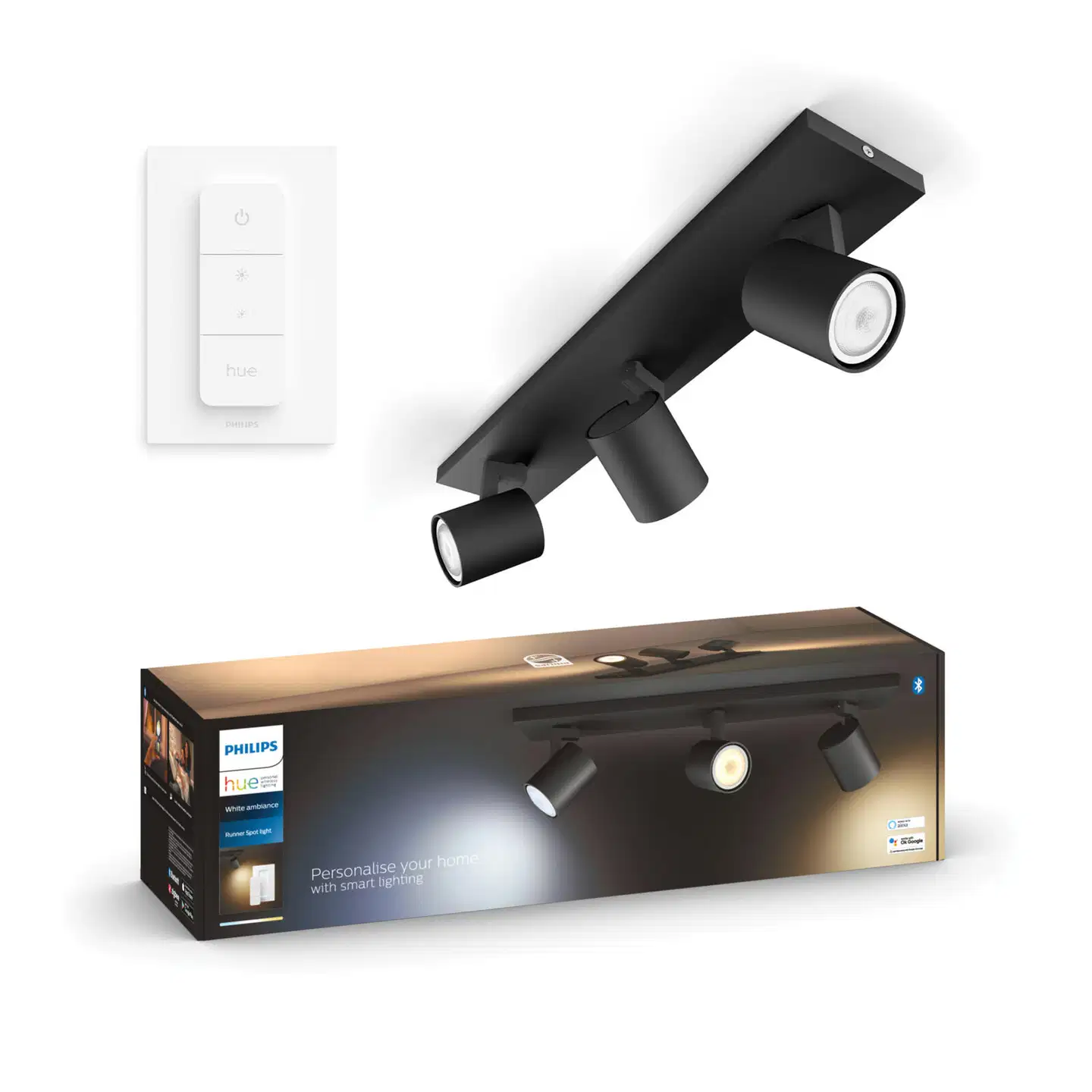 Philips Hue Runner -kohdevalaisin kolmella spotilla 4.2W 2200-6500K 400LM musta - 2