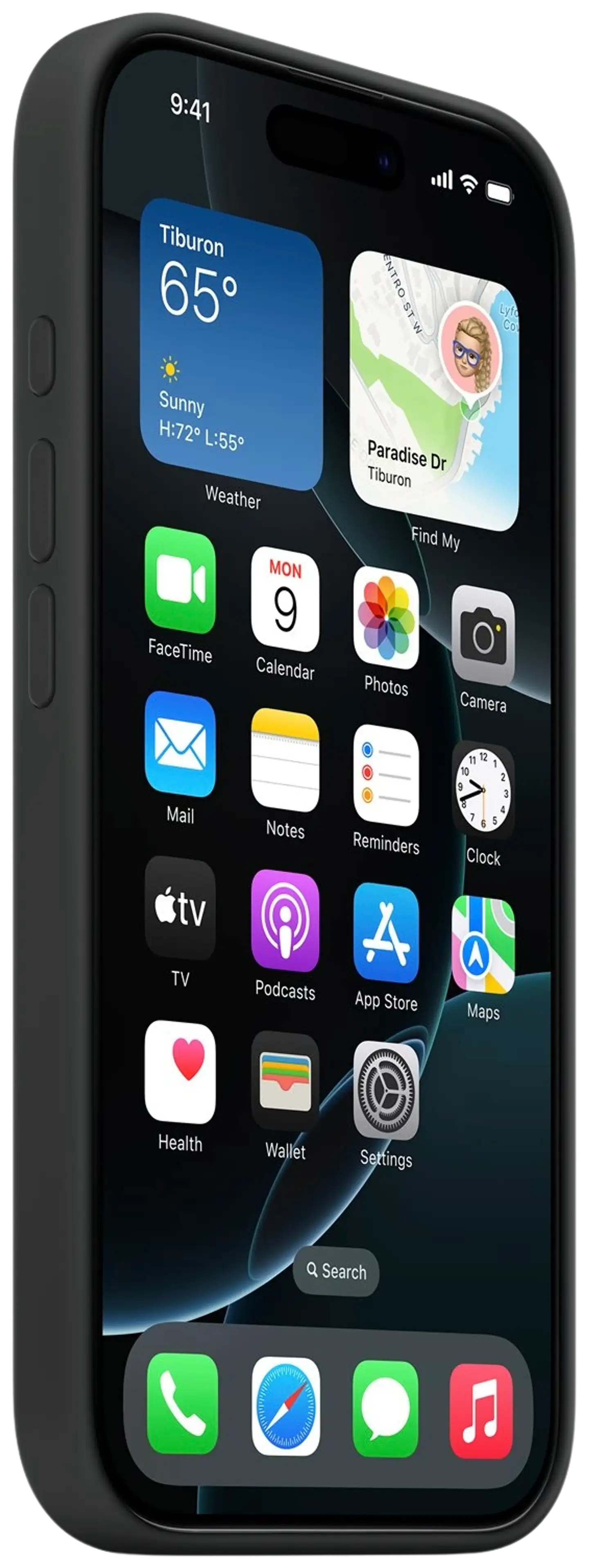 Apple iPhone 16 Pro silikoni suojakuori  - Black - 2