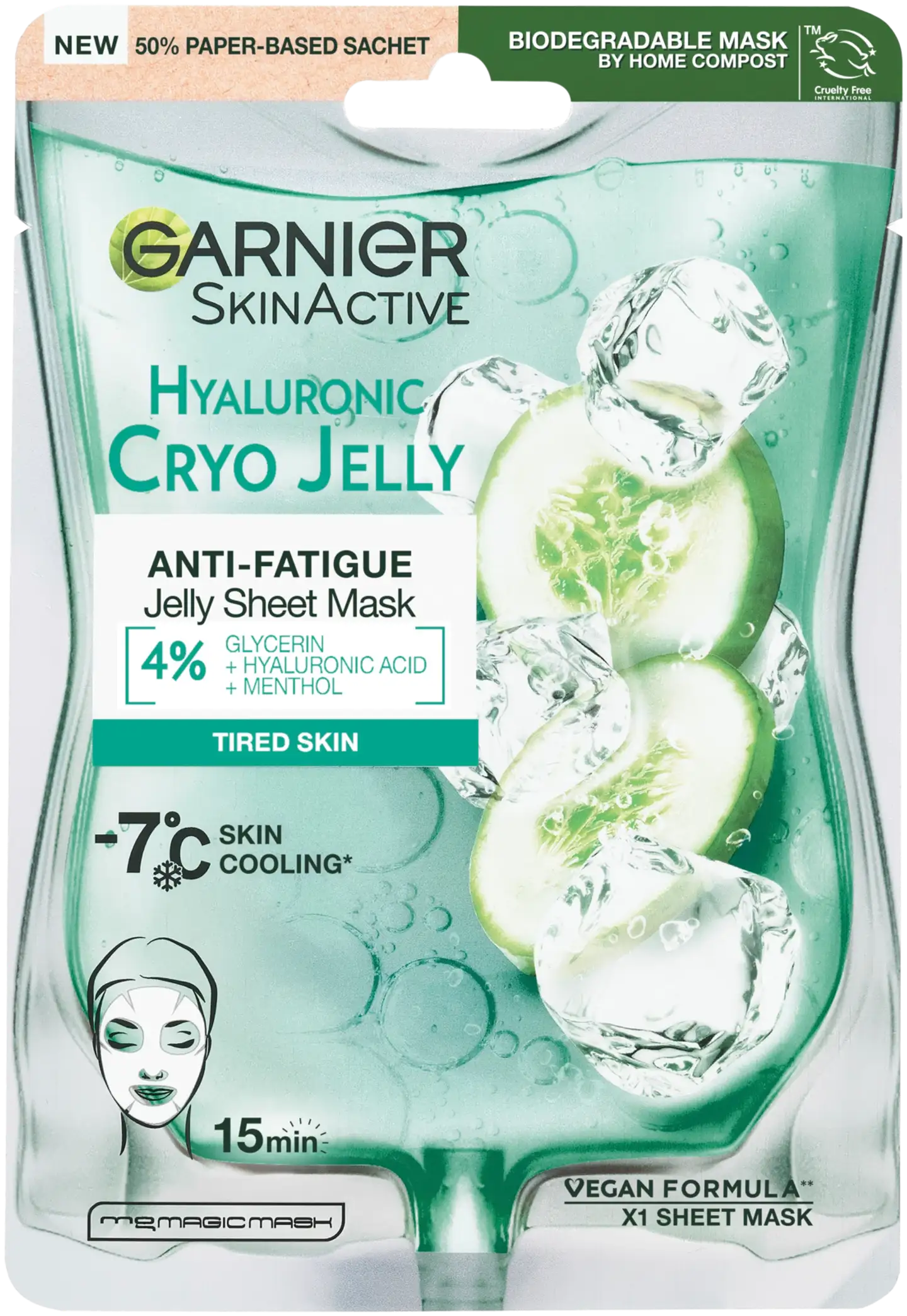 Garnier SkinActive Hyaluronic Cryo Jelly Sheet Mask kangasnaamio 27g