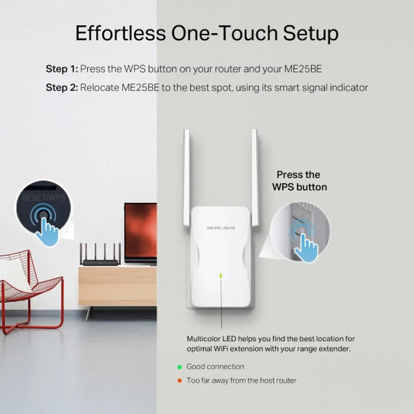 Mercusys ME25BE WiFi 7 kantamalaajennin - 6