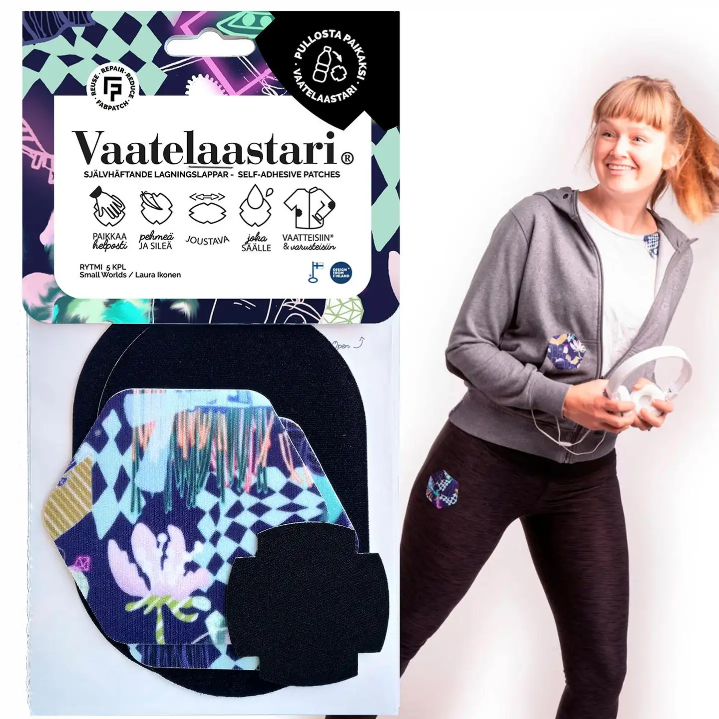 Fab Patch tekstiilipaikka vaatelaastari Rytmi 5 kpl - 2