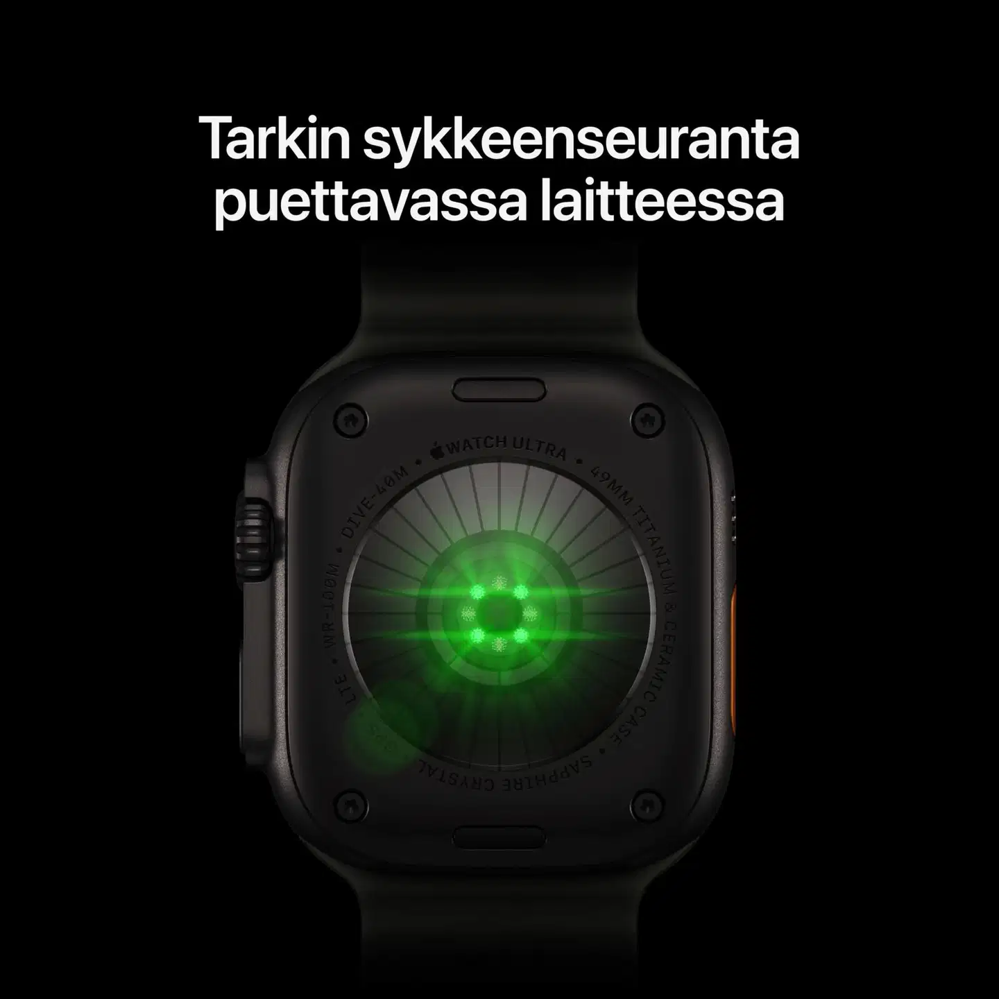 Apple Watch Ultra 4 GPS + Cellular 49 mm:n musta titaanikuori ja läpikuultavanmusta Ocean-ranneke - MJAY4KS/A - 3