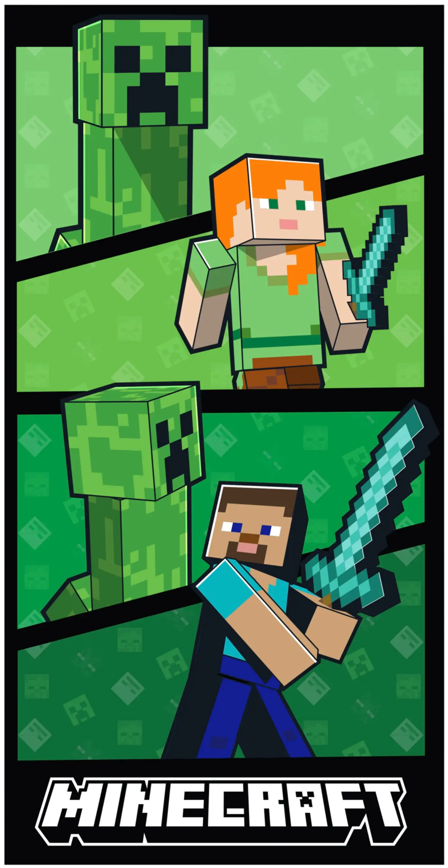 Minecfarft lasten kylpypyyhe 70x140 cm monivärinen - 1
