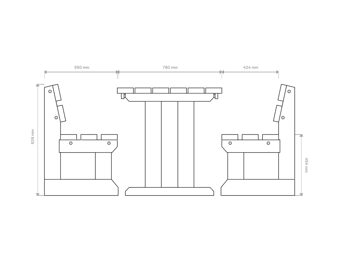 Jämäkkä kalusteryhmä 1700, tumman harmaa, 170x170x74cm - 2
