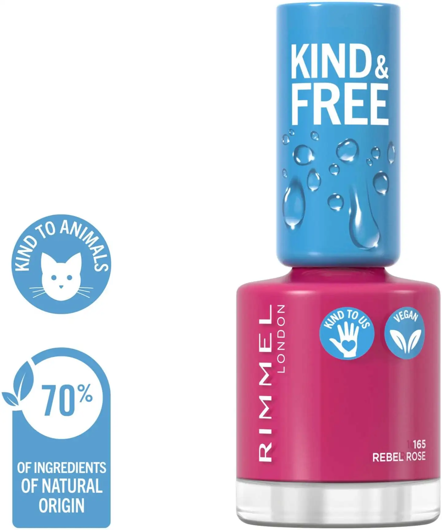 Rimmel Kind & Free Clean Nail Polish kynsilakka 8 ml - Rebel Rose - 3