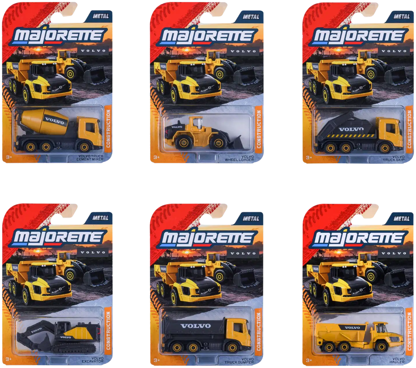 Majorette Volvo Premium työmaa-ajoneuvot, die-cast, 7,5 cm, lajitelma, myydään yksittäin - 2