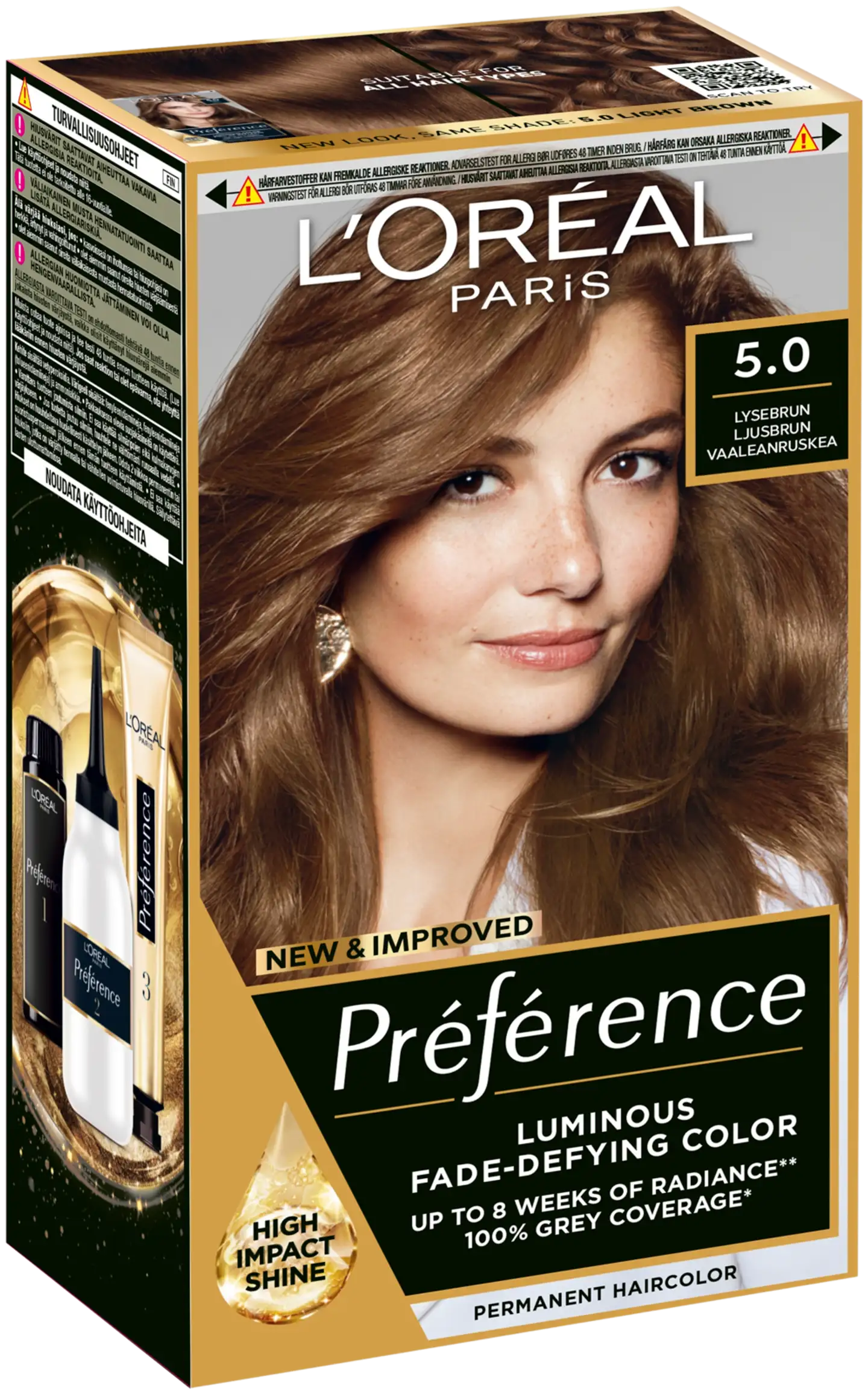 L'Oréal Paris Préférence 5.0 Rome Light Brown Vaalenaruskea kestoväri 1kpl - 2